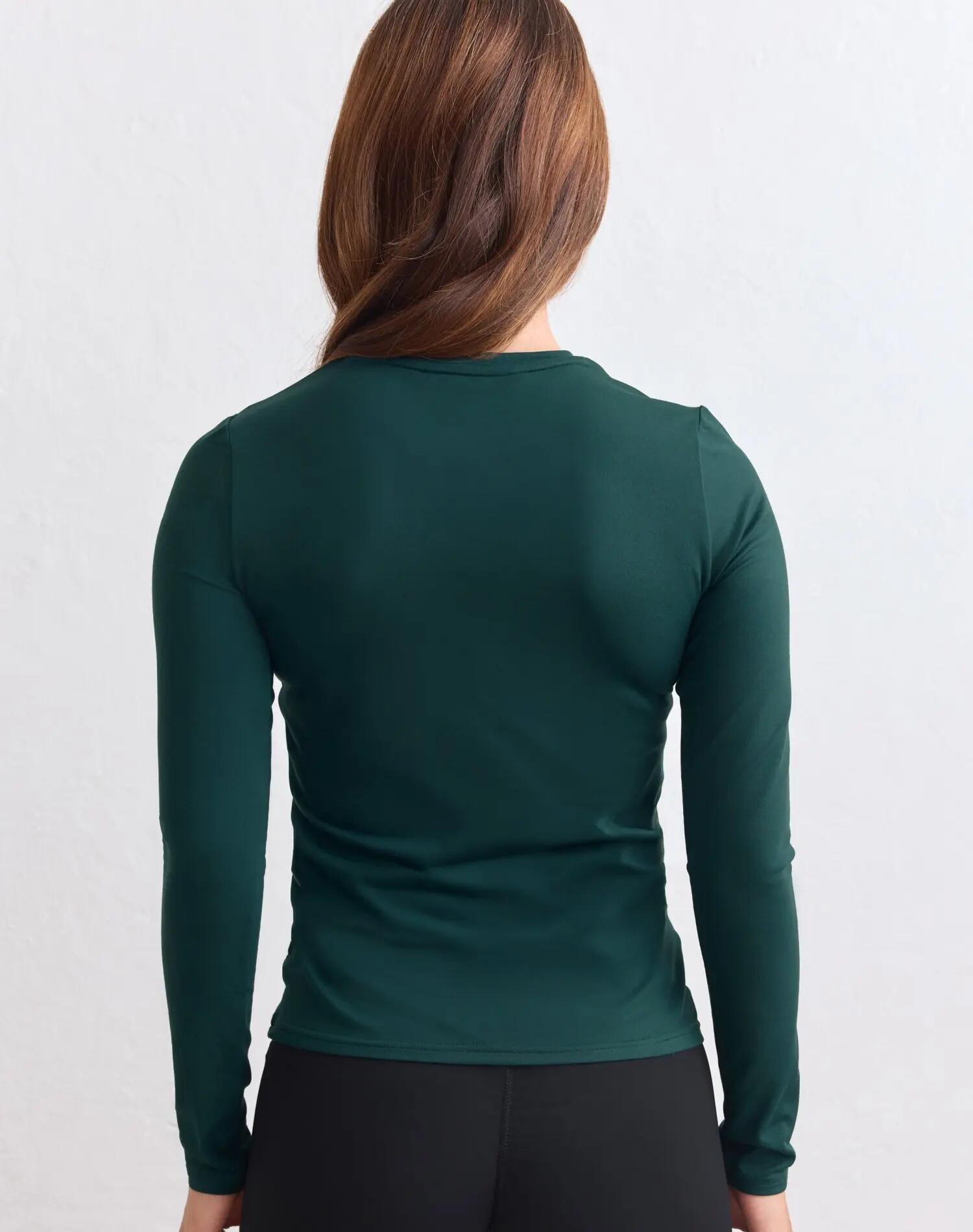 Donna Maglia Manica Lunga Girocollo Asciugatura Rapida Base Morbida Verde Laguna 2/4