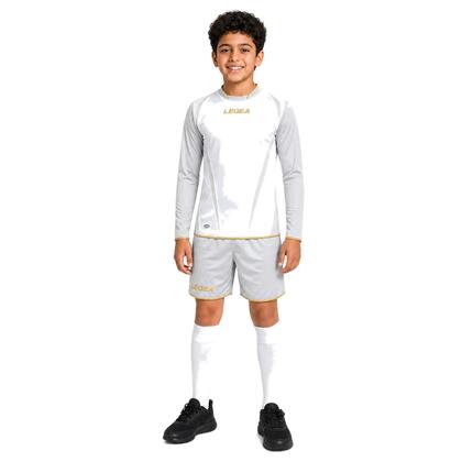 Kit de football COMPOSTELA x5 coloris blanc-argent (maillot + short) - taille S