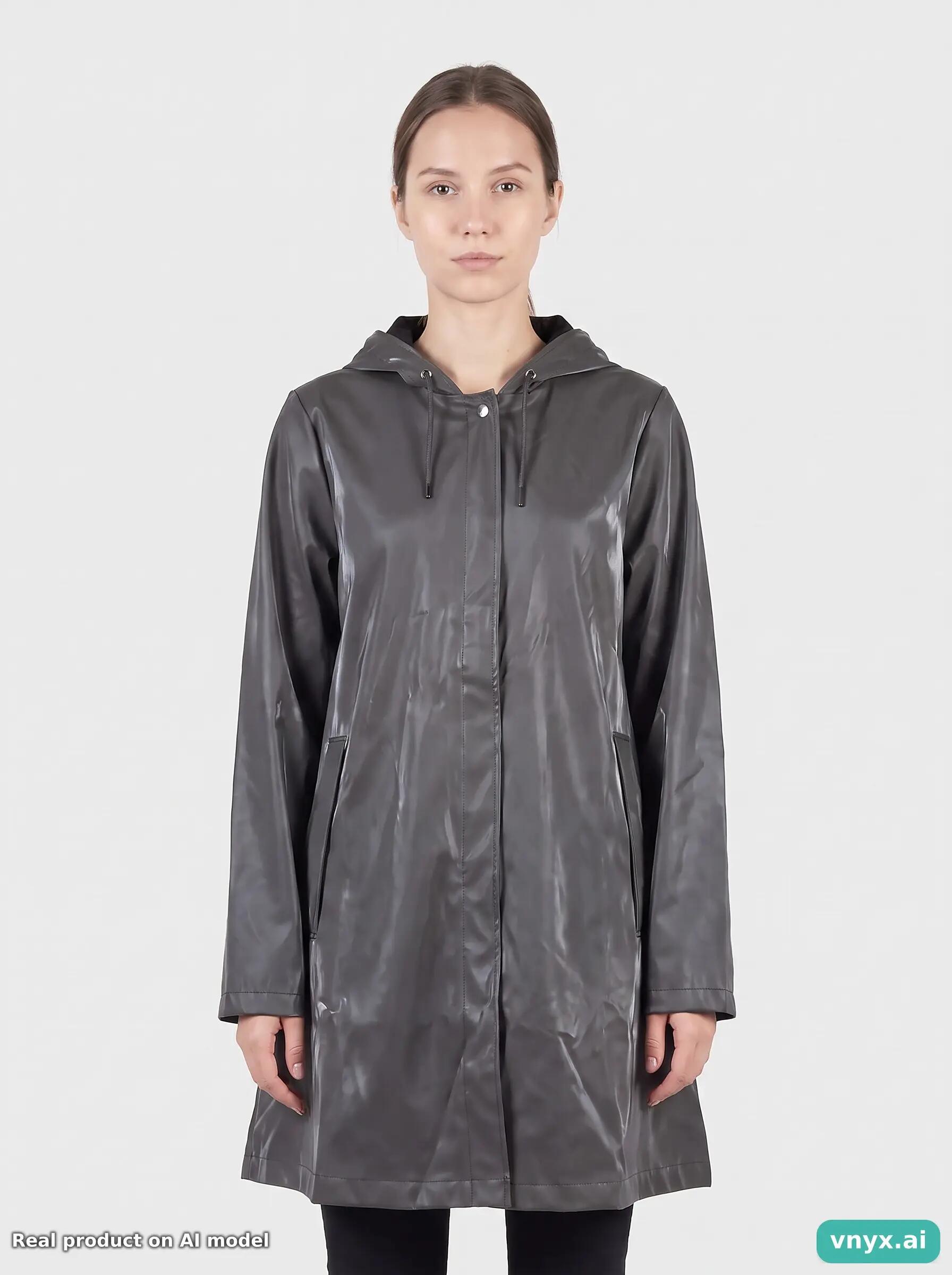 Second Life - RAINS Metallic Grey A-line W Jacket S 5/5