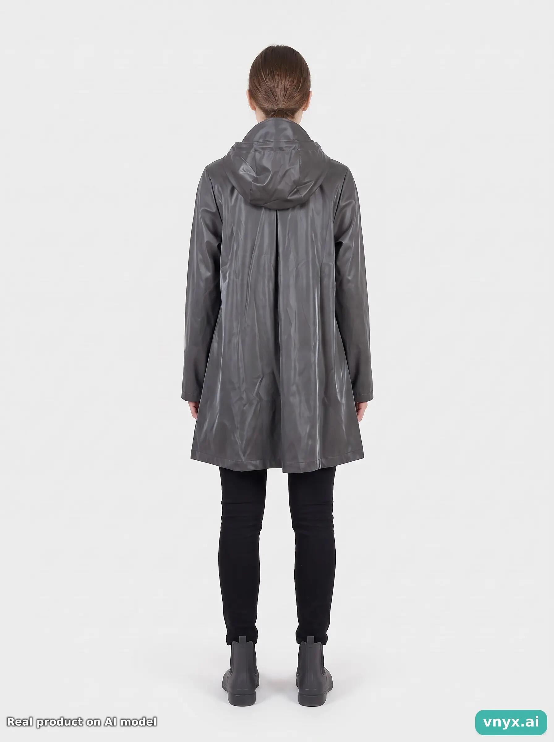 Second Life - RAINS Metallic Grey A-line W Jacket S 4/5