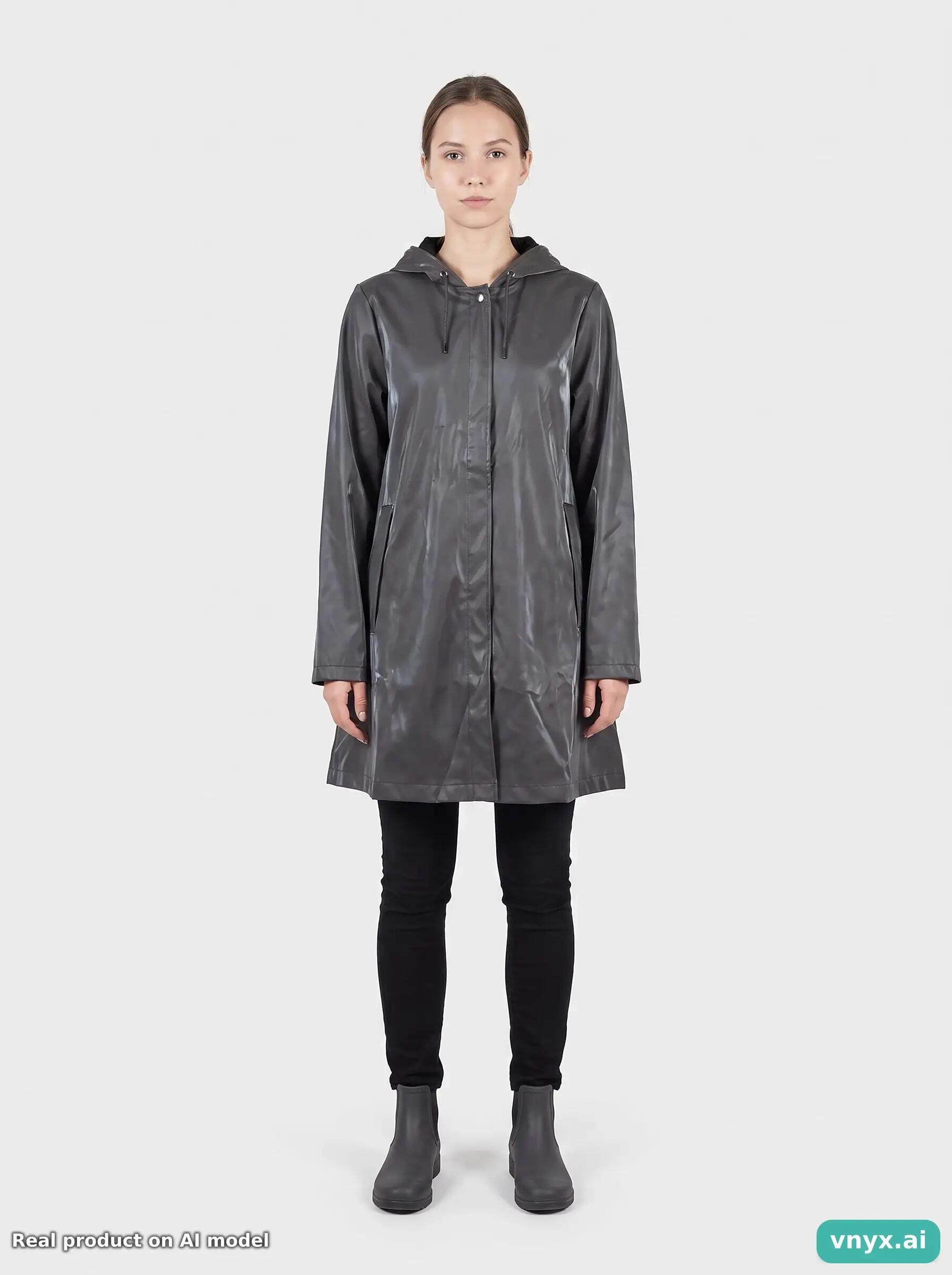Second Life - RAINS Metallic Grey A-line W Jacket S 3/5