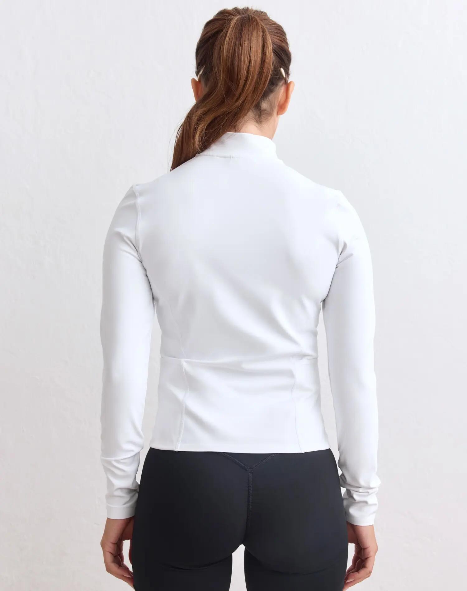 Femme Veste Zippée Ajustée Extensible à Poches Latérales Pace Blanche 2/6