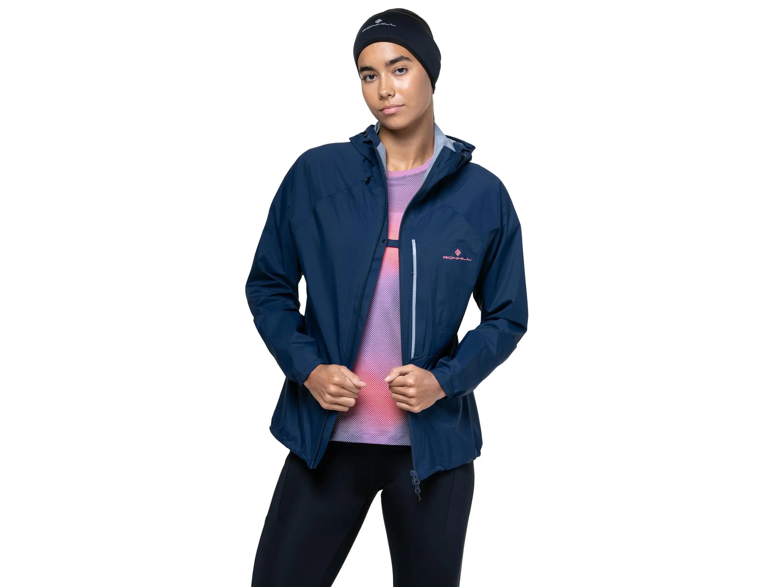 Giacca running donna RONHILL Tech Storm, blu navy 4/4