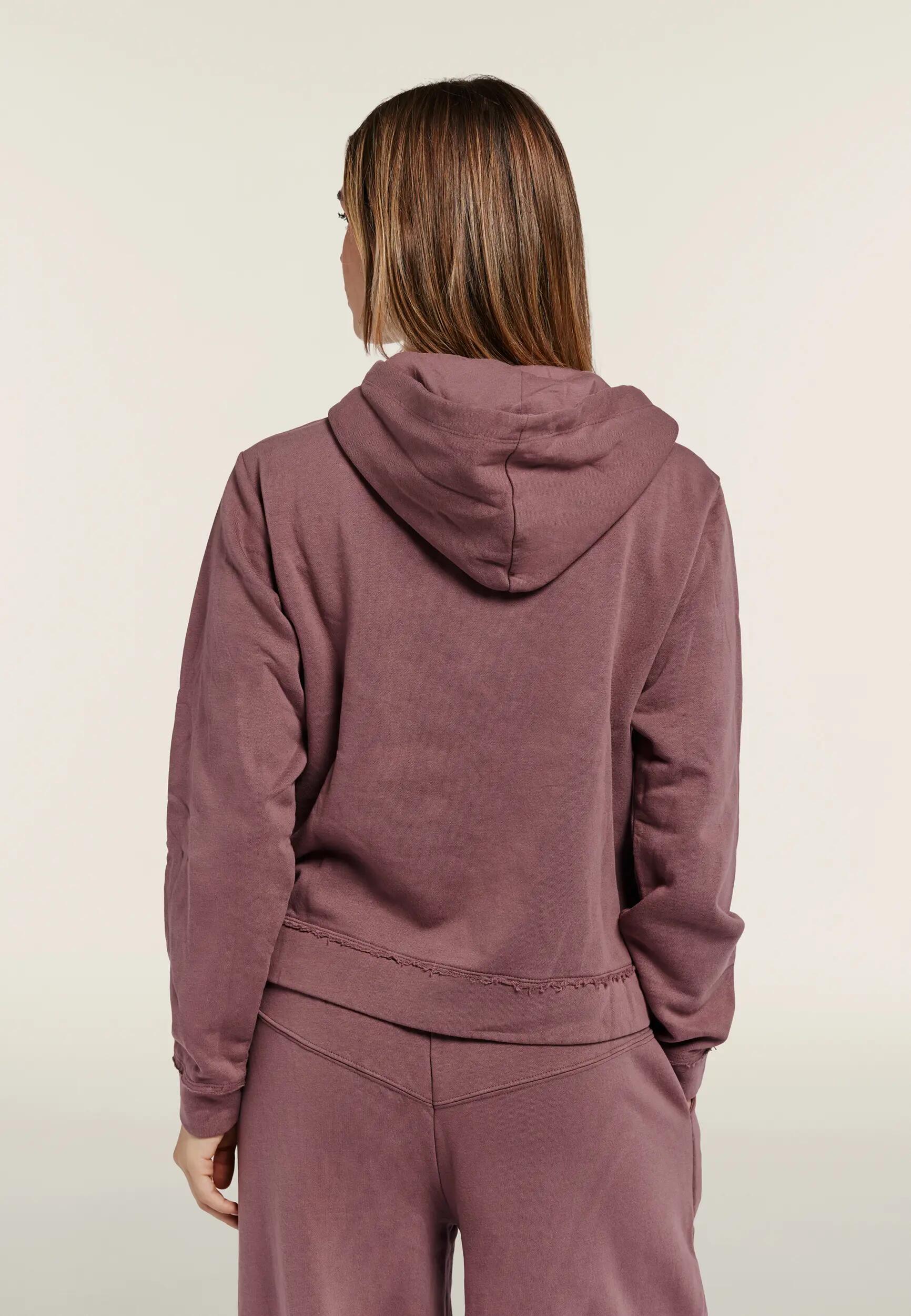 Felpa Cropped Donna in Tessuto Delavé con Zip e Cappuccio 3/6