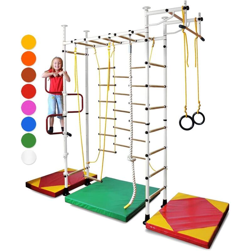 Sprossenwand für Kinderzimmer M3 240 - 290 cm Grün ohne bohrungen Kindersport