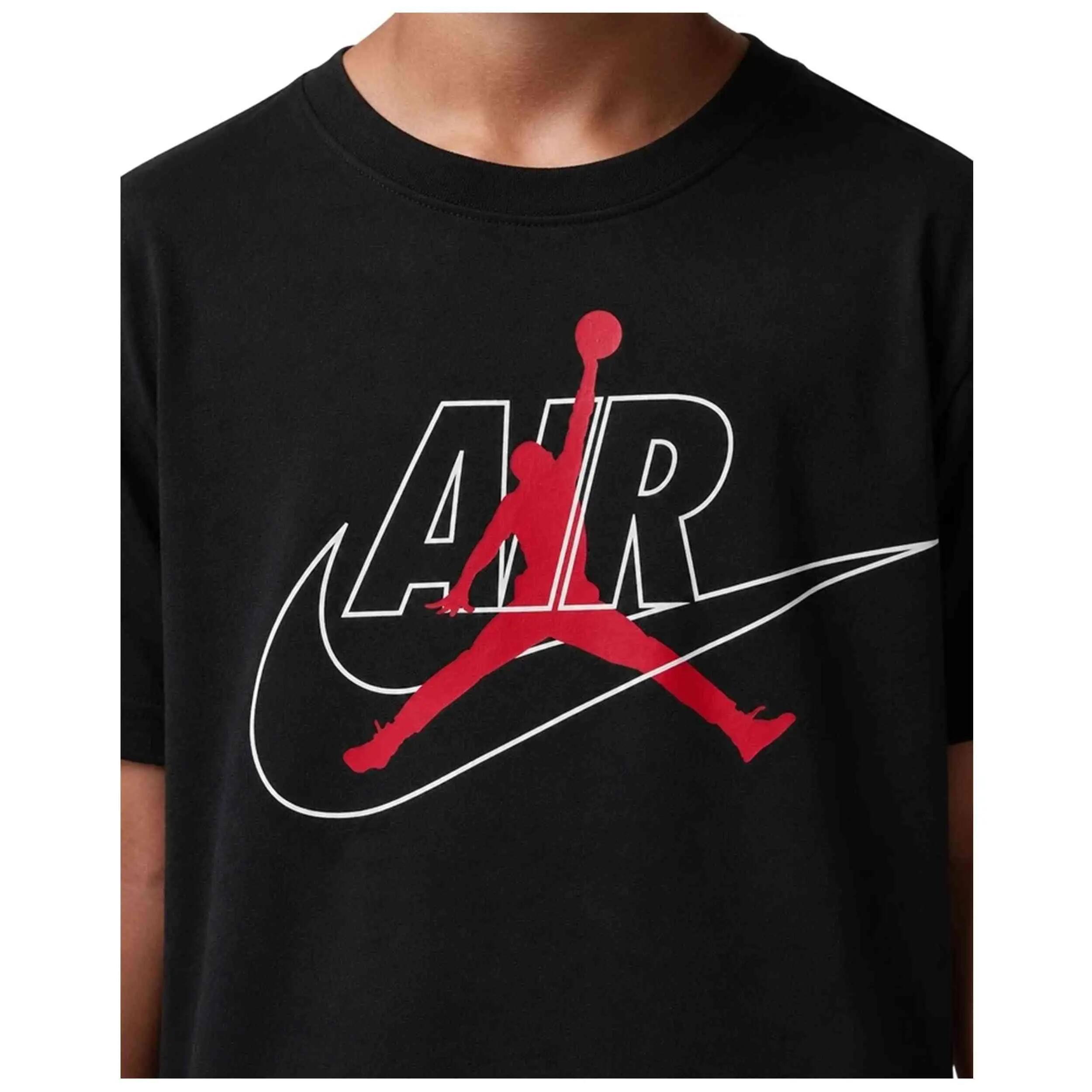 Camiseta de manga corta Jordan modelo Air Swoosh Jumpman "Blac para niños unisex 3/4