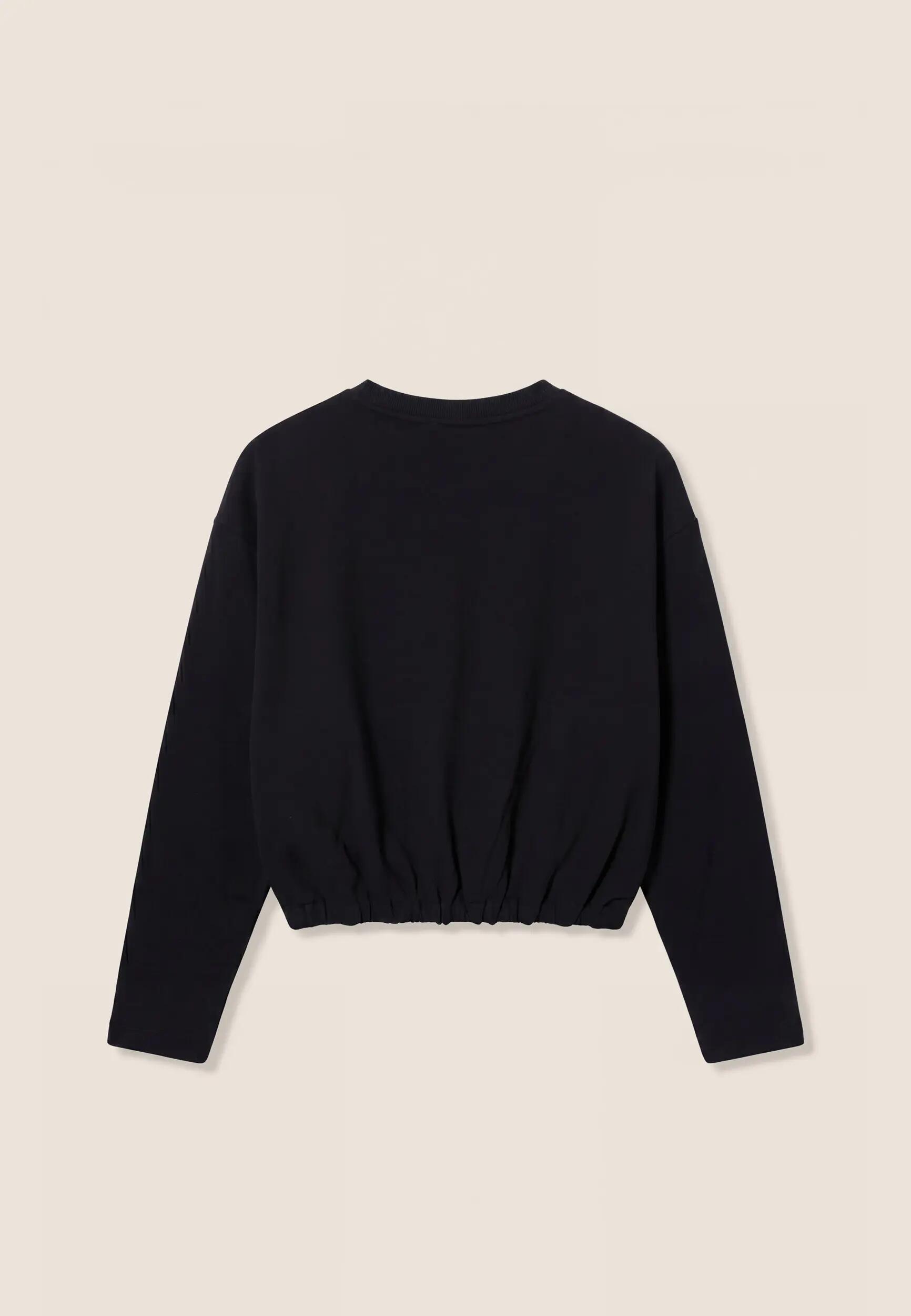 Felpa Girocollo Cropped Donna in Cotone Delavé 2/3