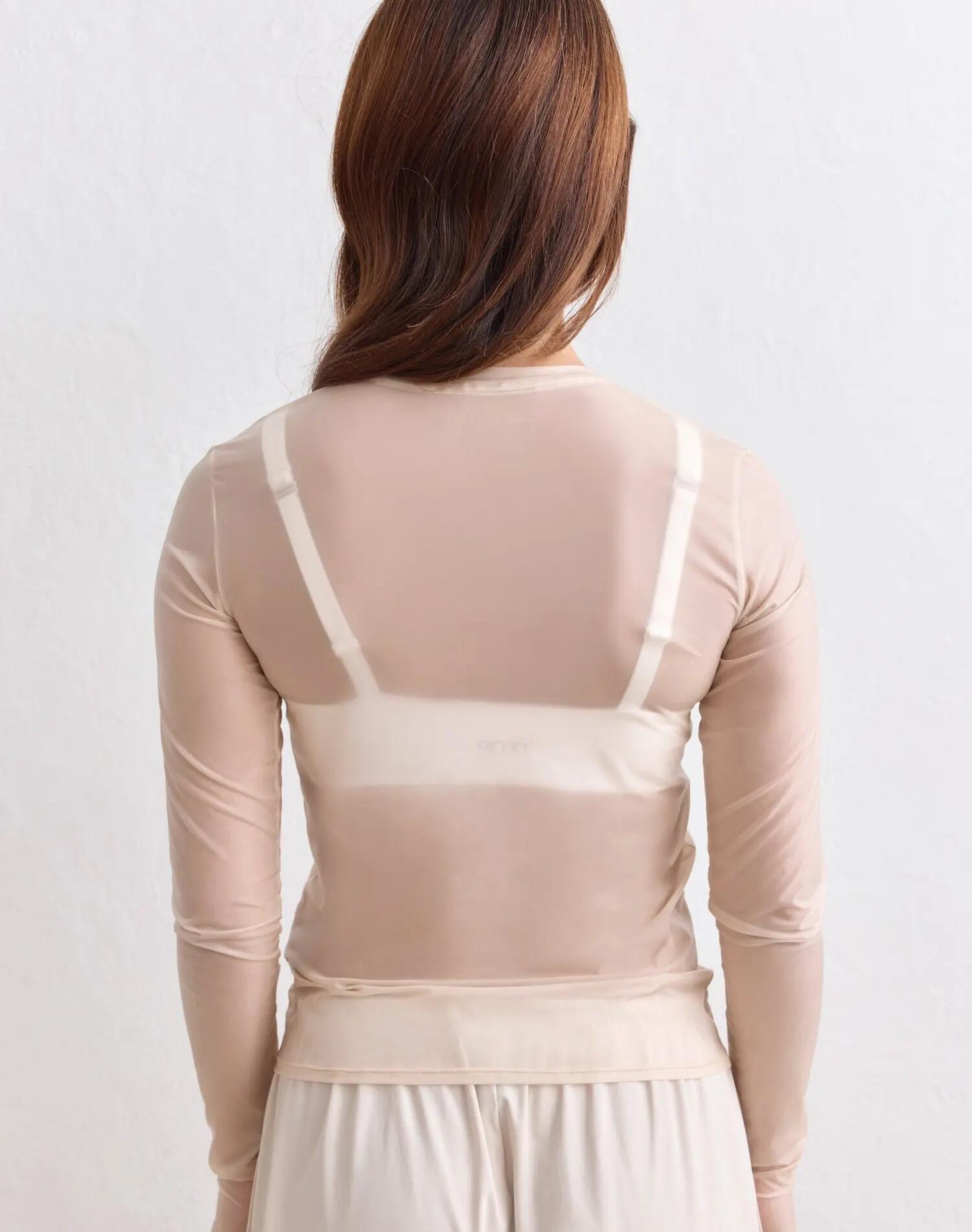 Women's Long Sleeve Top Ultra-Lightweight Thumbholes Sheer Sand 2/4