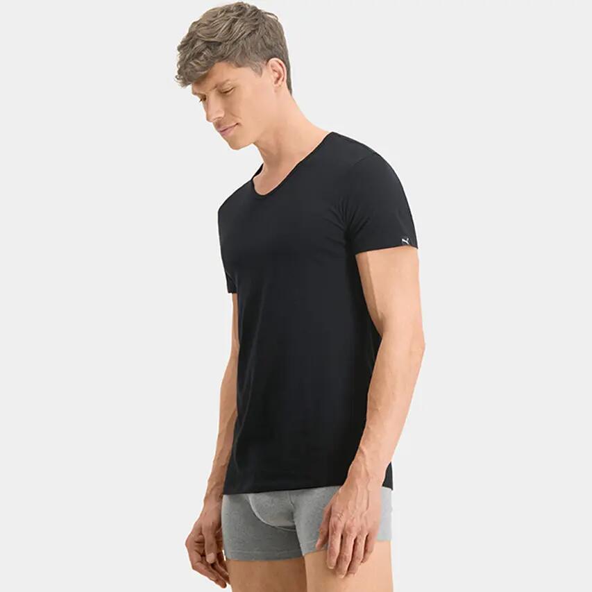Heren Basic 2-Pack V-hals Shirts Zwart 2/5