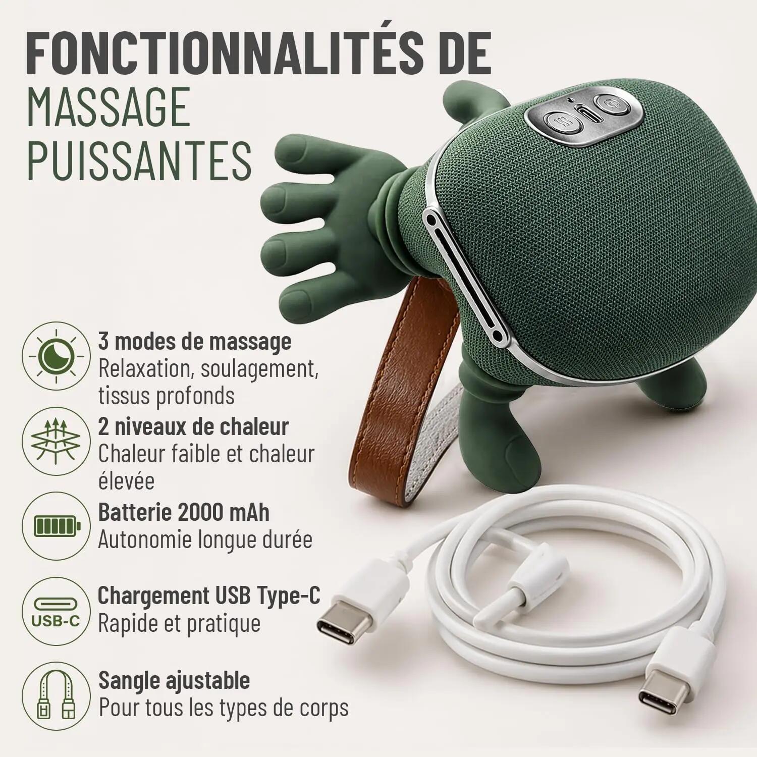 Appareil de Massage Cervical 4D avec Chaleur, Sans Fil, Masseur Cou Épaules Dos 6/6
