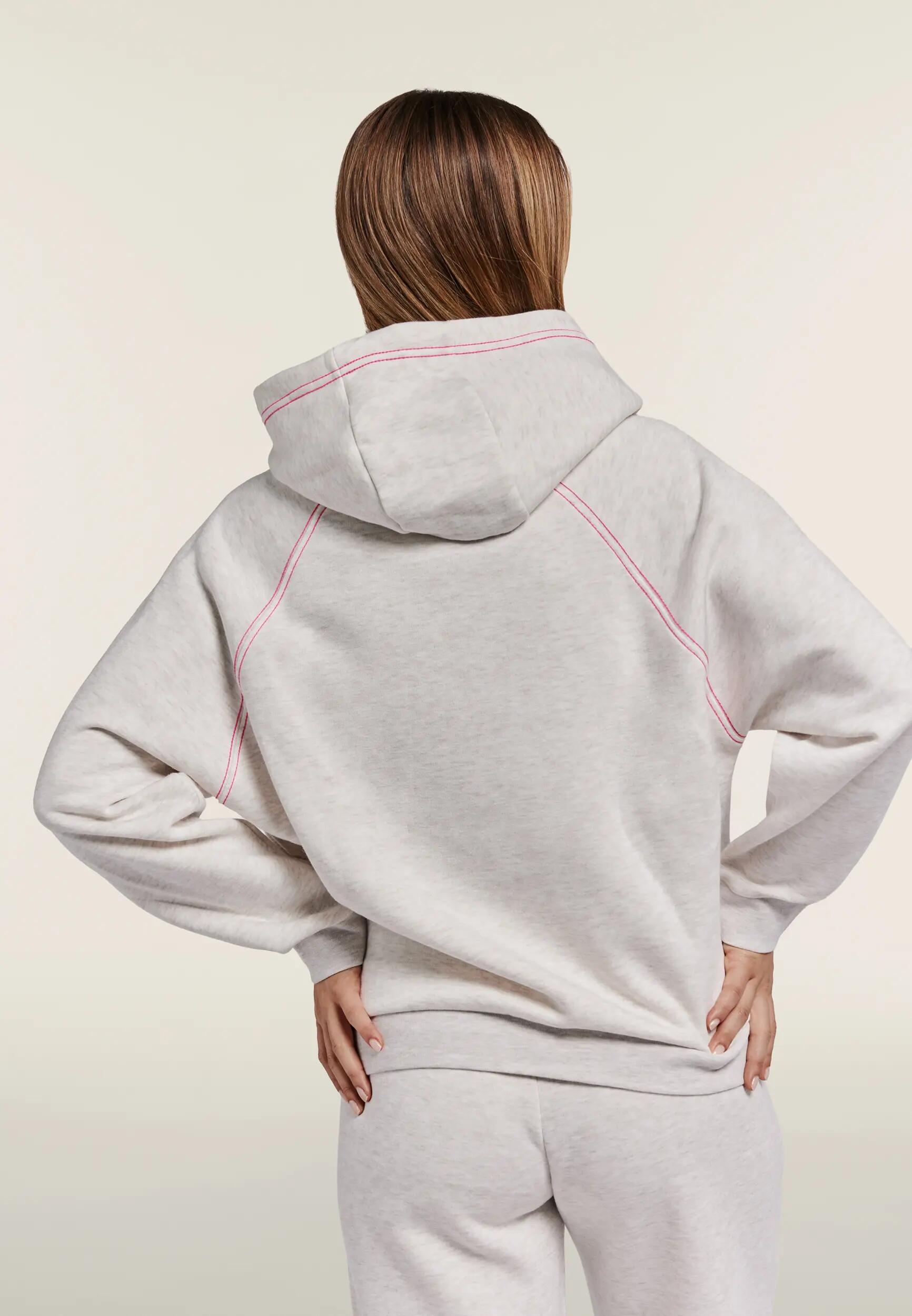 Felpa Comfort Mélange da Donna con Cappuccio e Ricamo Fluo 3/6