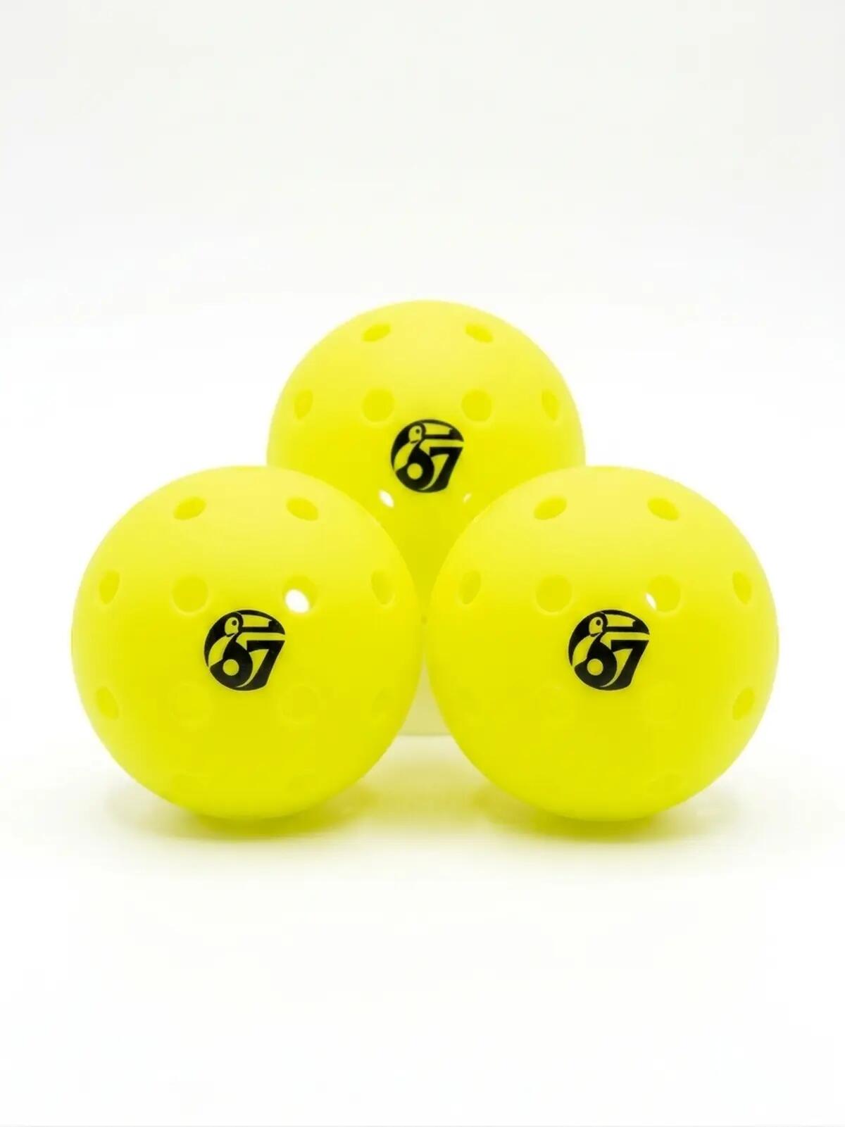 Palline da pickleball - Outdoor - Set da 3 - Senza cuciture, 40 fori - Gialle 2/4