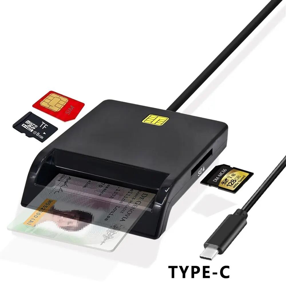 Lecteur USB intelligent Type-C, compatible carte SIM, IC, ATM, ID, CAC, Smart Ca 2/3