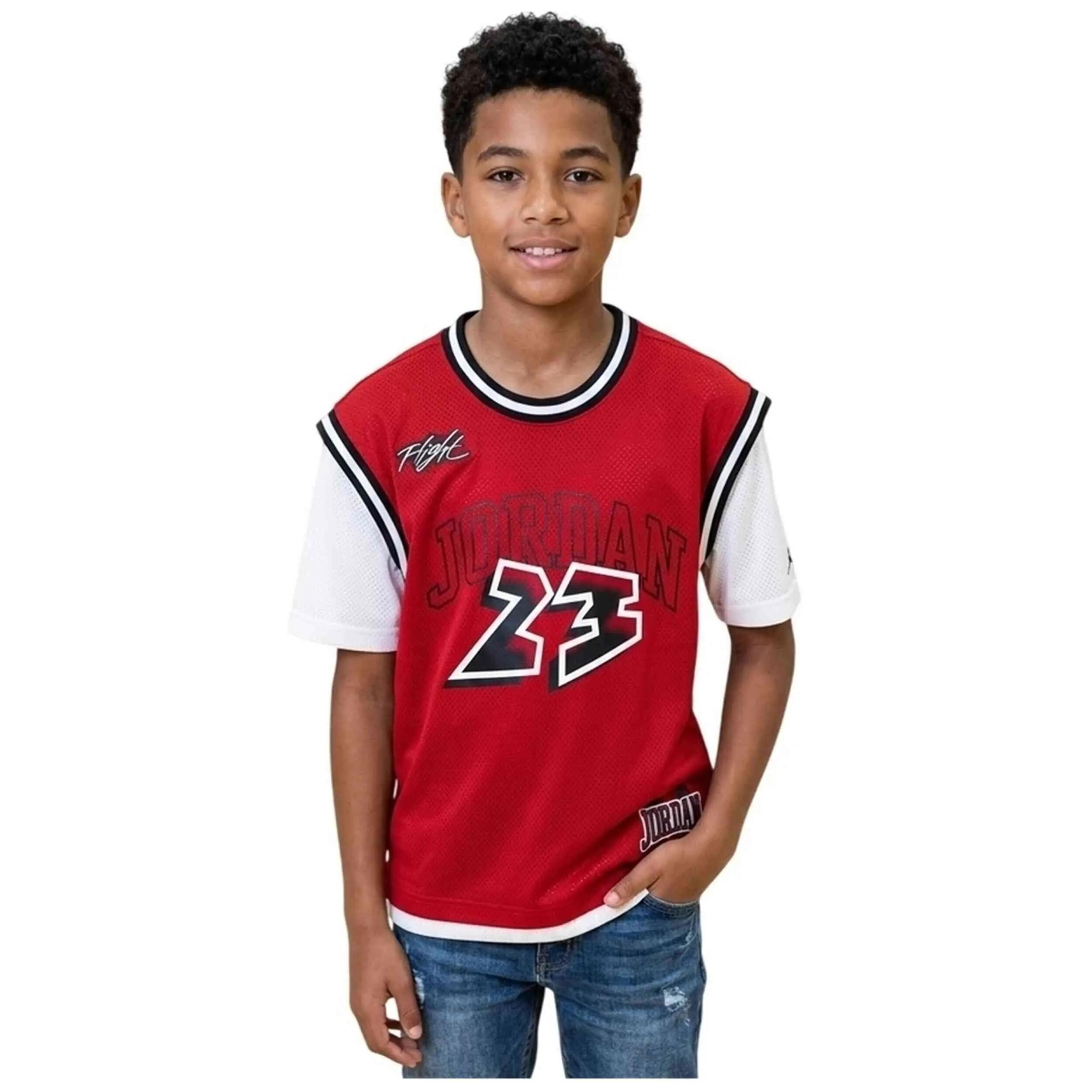 Camiseta de manga corta Jordan modelo Dinasty "Gym Red" para niños unisex 3/4