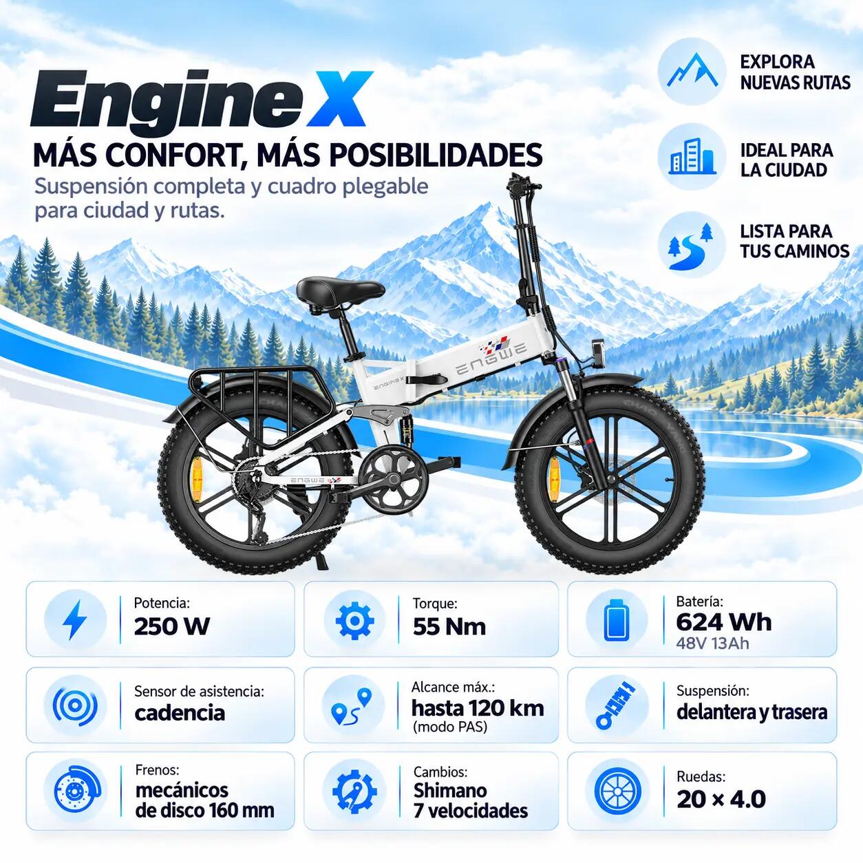 ENG X dobrável fatbike 624 Wh 6/7