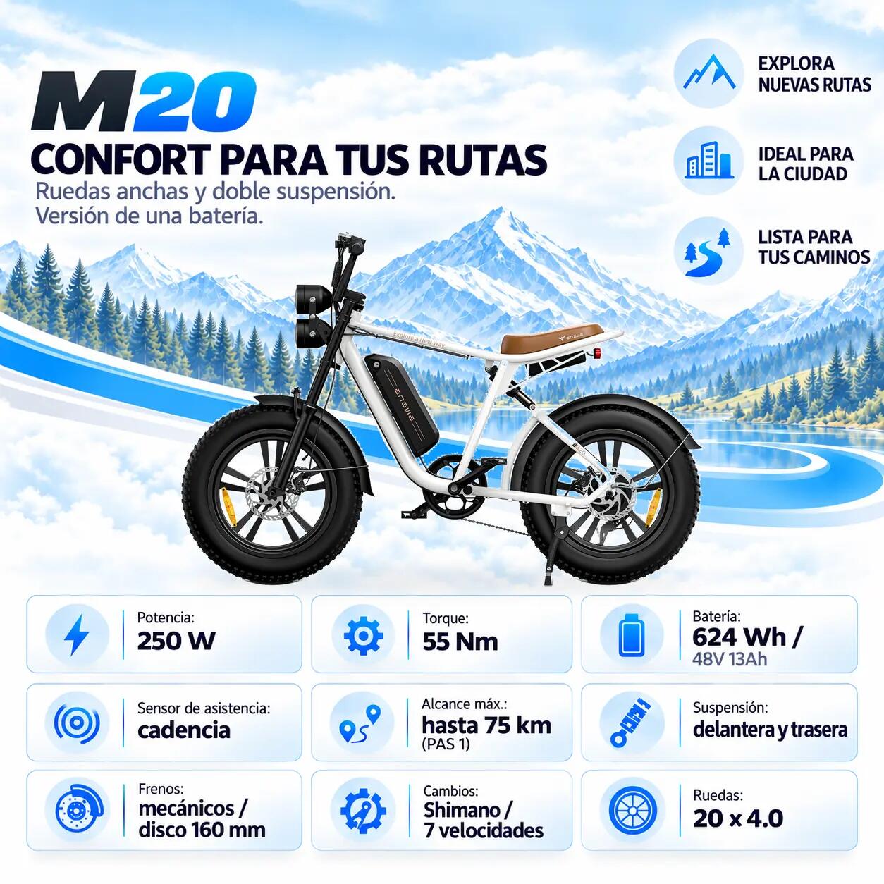 M20 stadsfiets fatbike 624 Wh 6/7