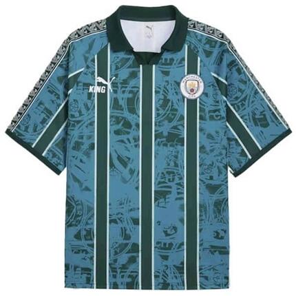 Maillot de football Puma modèle MCFC KING Retro "Tropical Blue" pour unisexe