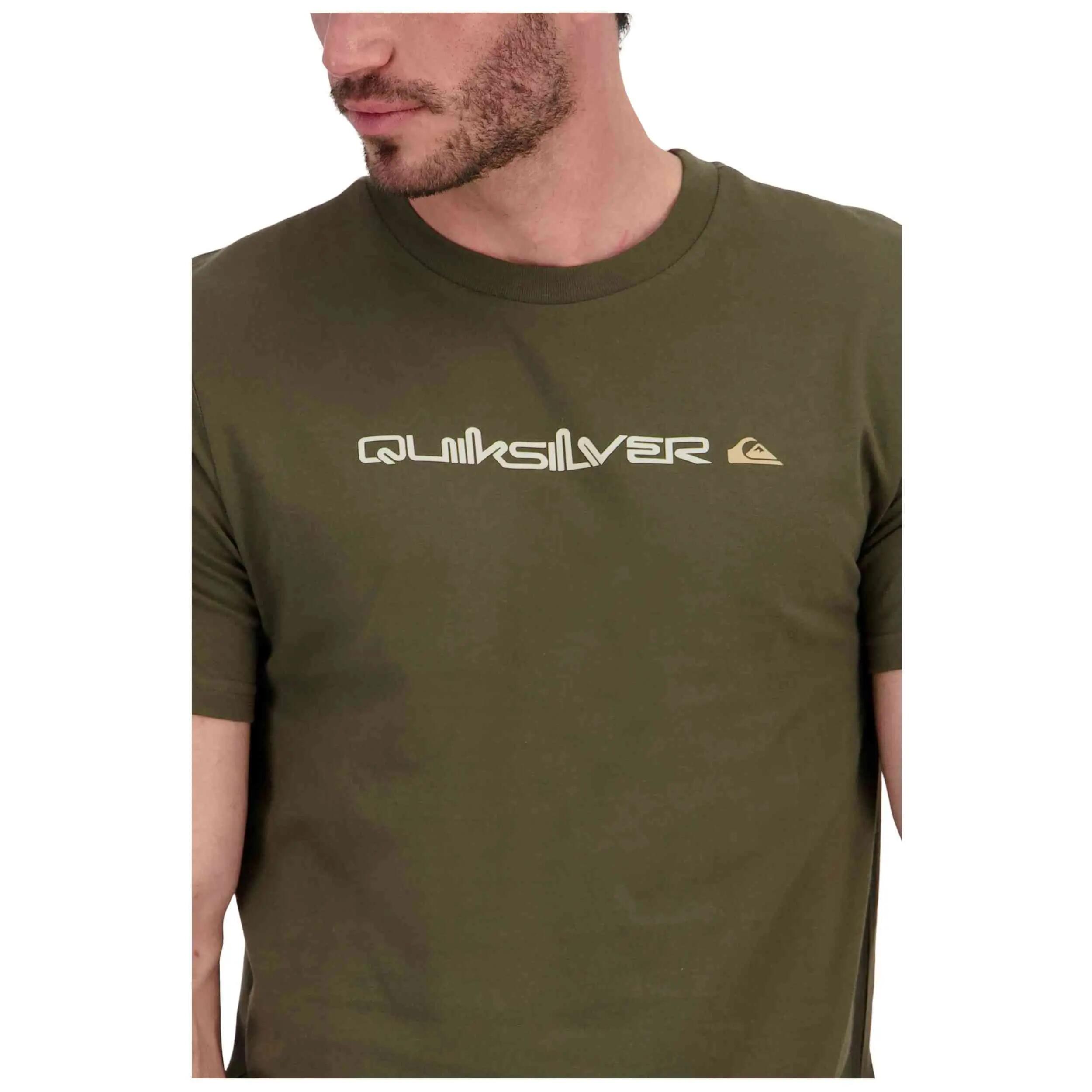 Maglia a maniche corte Quiksilver modello Lettering "Verde Oliva" per uomini 4/5