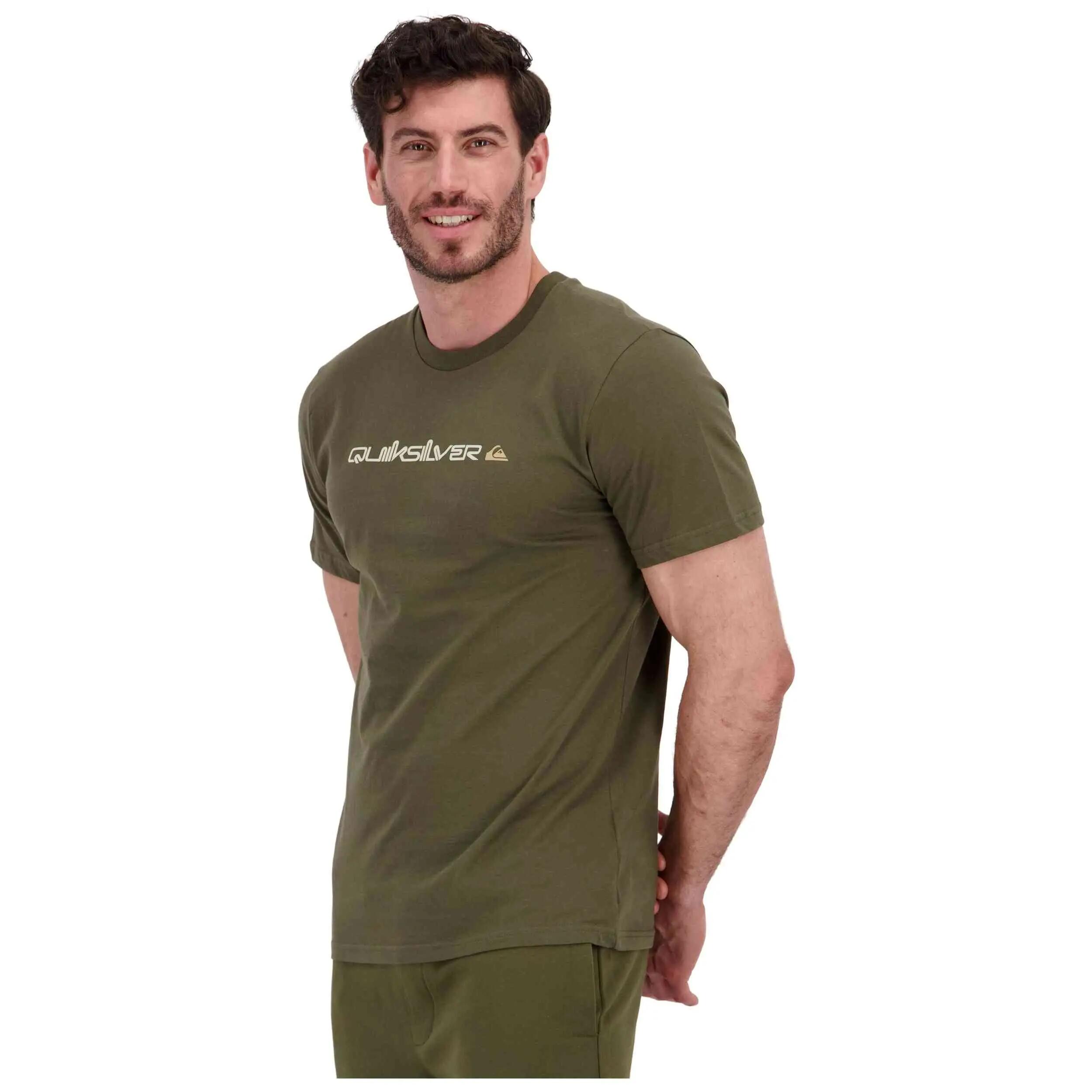 Maglia a maniche corte Quiksilver modello Lettering "Verde Oliva" per uomini 3/5