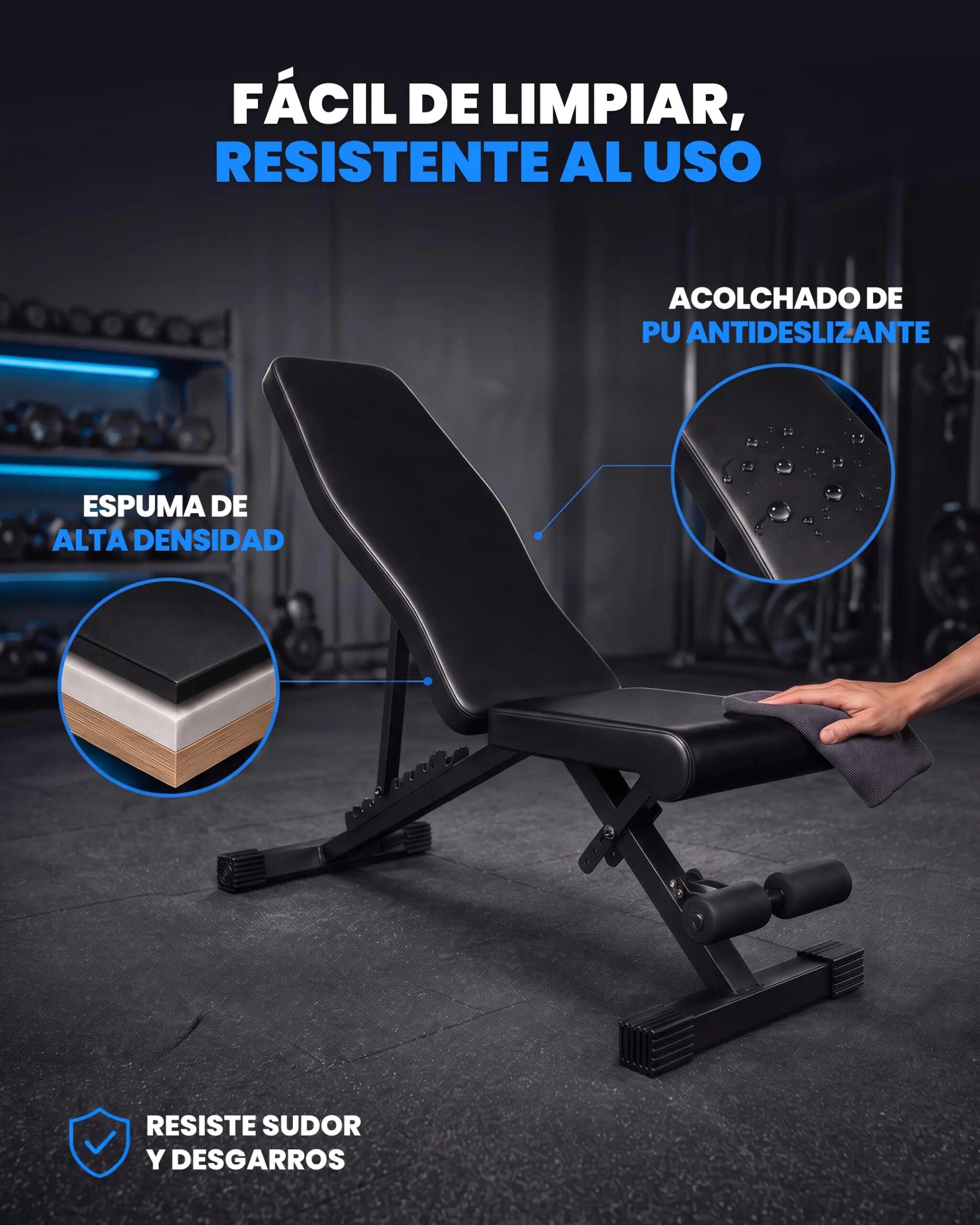 Unycos Banco Musculación Básico Negro 9/9