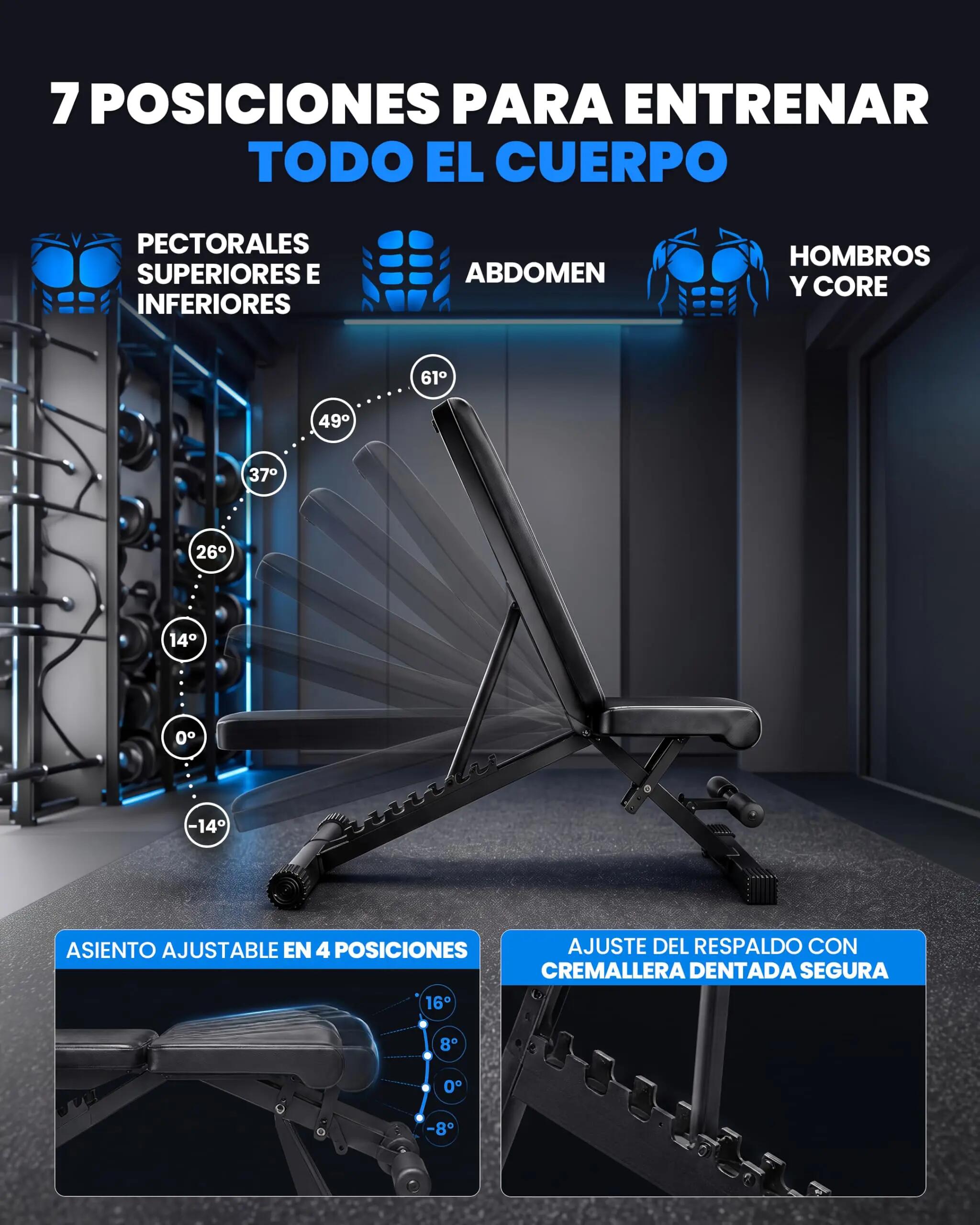 Unycos Banco Musculación Básico Negro 4/9