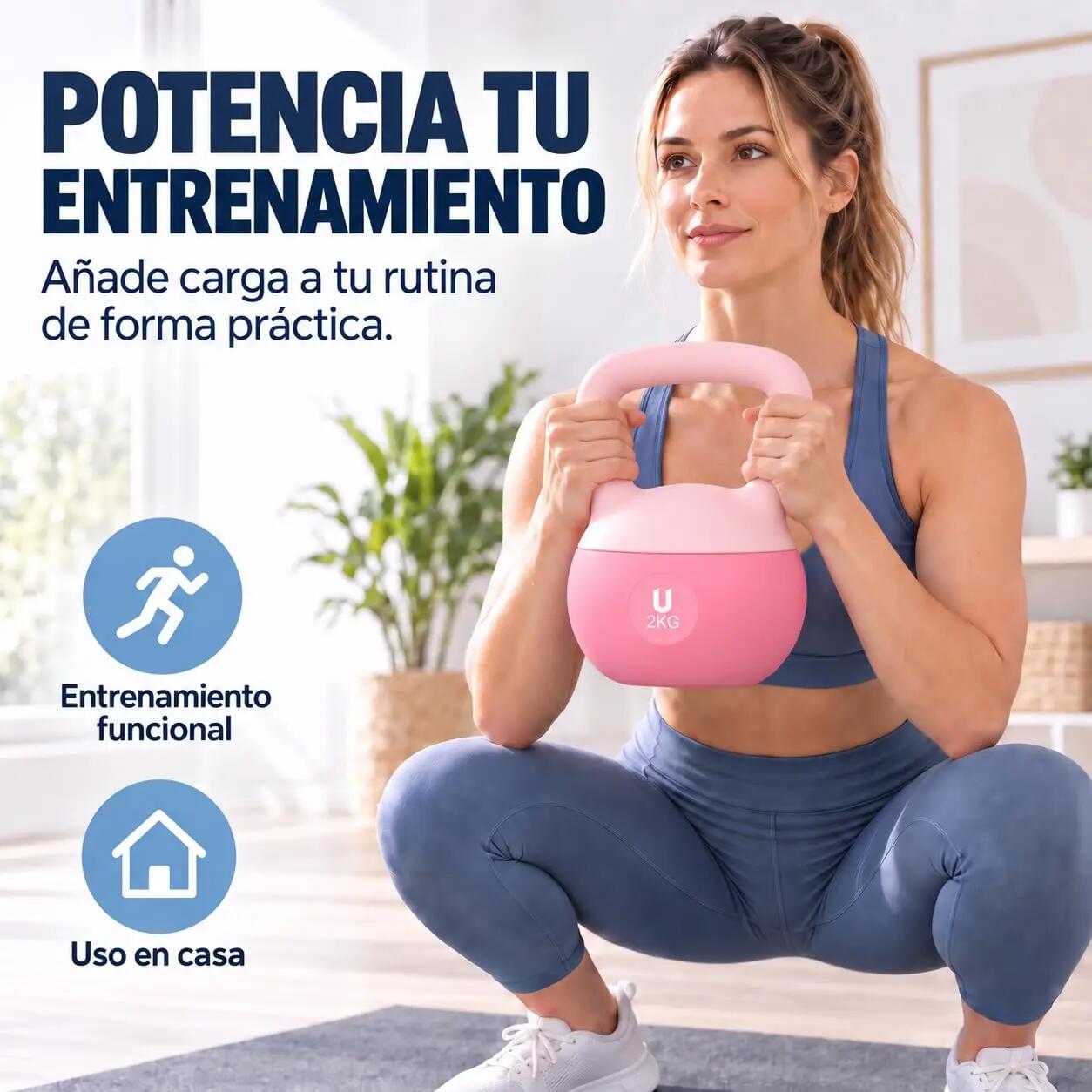 Unycos Nova Kettlebells 2 kgs Rosado claro 3/9
