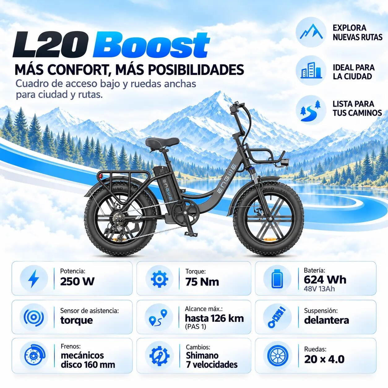 L20 B trekking fatbike 624 Wh 6/7