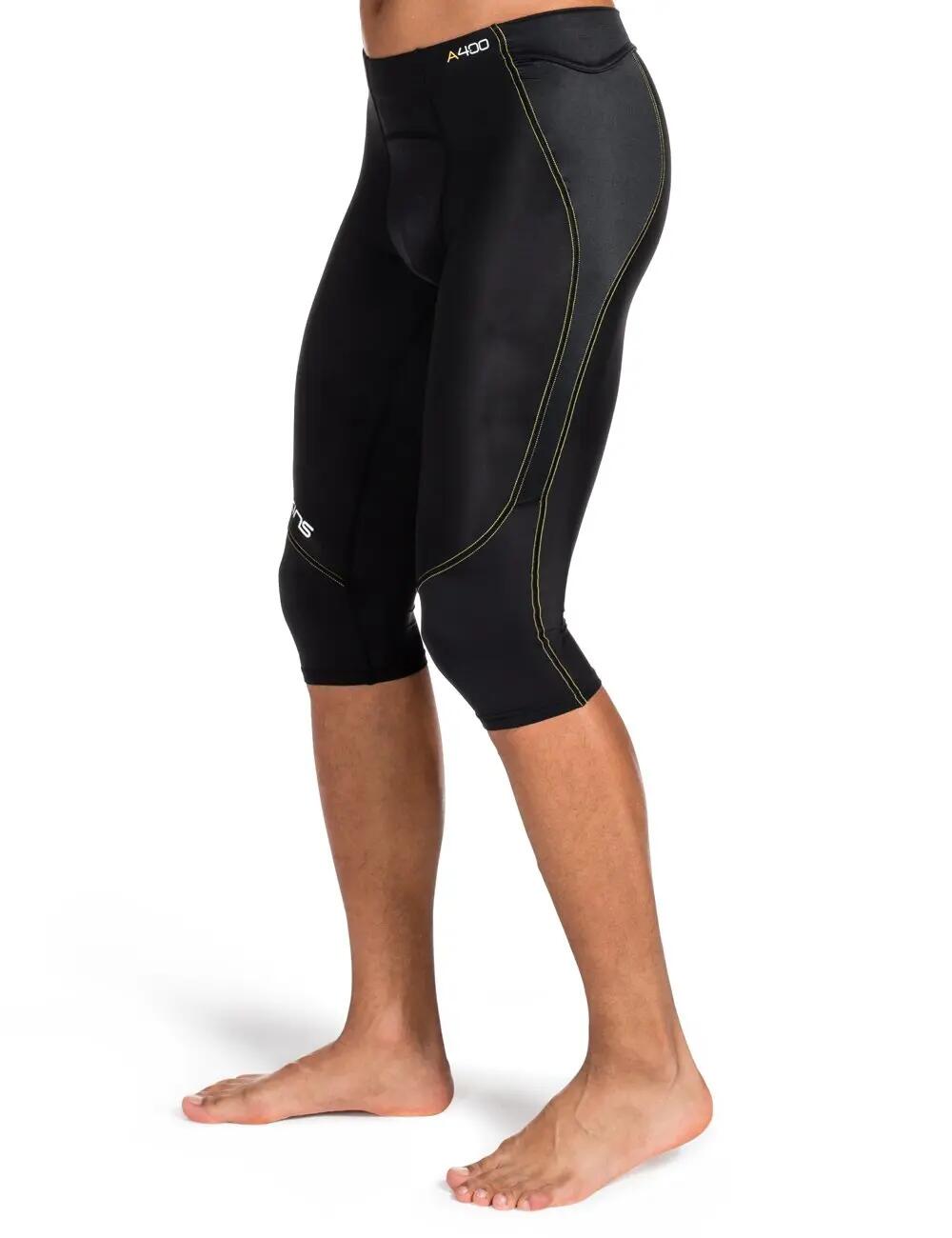 Leggings - sci alpino - uomo - 3/4 compressivi - A400 - nero/giallo 3/3