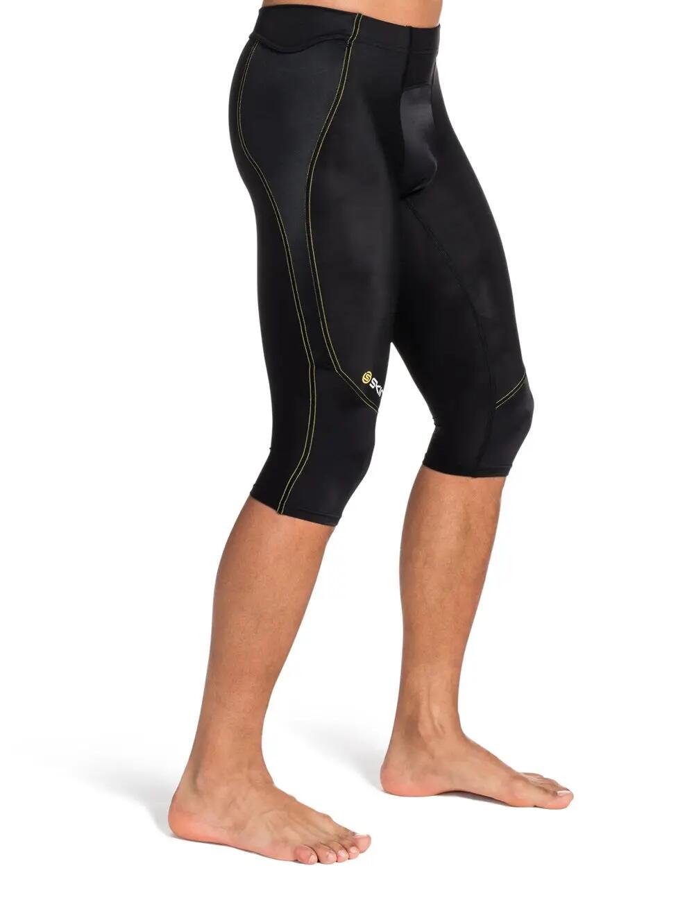Leggings - sci alpino - uomo - 3/4 compressivi - A400 - nero/giallo 2/3