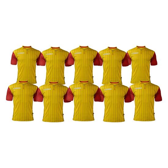 Lot de 10 maillots de football LISBONA coloris jaune-rouge - taille XL