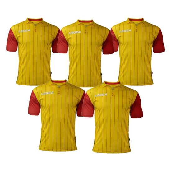 Lot de 5 maillots de football LISBONA coloris jaune-rouge - taille XL