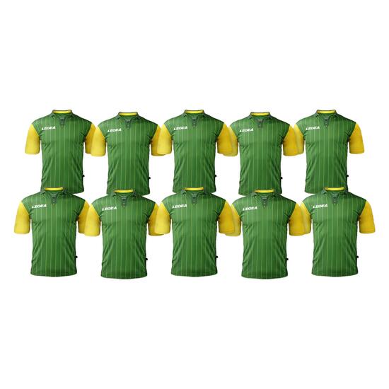 Lot de 10 maillots de football LISBONA coloris vert-jaune - taille M