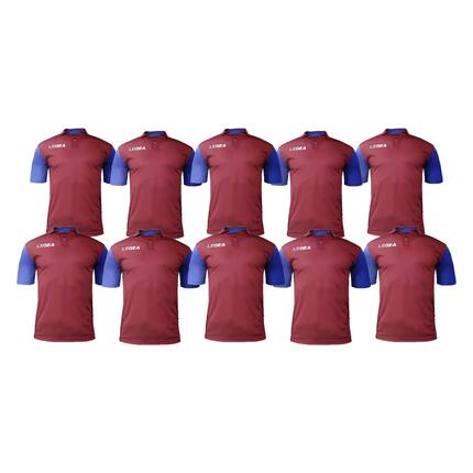 Lot de 10 maillots de football LISBONA coloris bordeaux-bleu ciel - taille XL