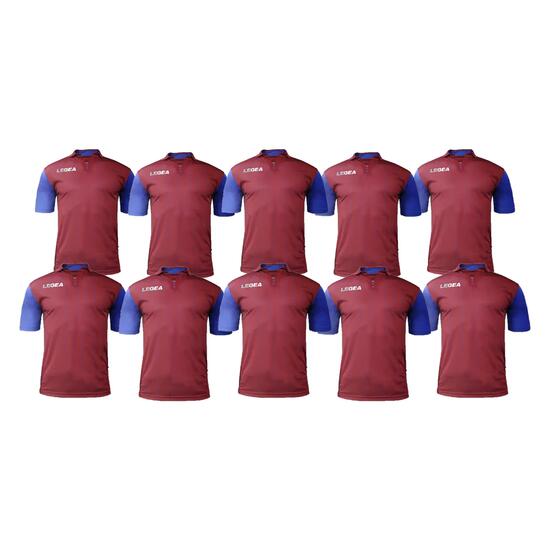 Lot de 10 maillots de football LISBONA coloris bordeaux-bleu ciel - taille XL