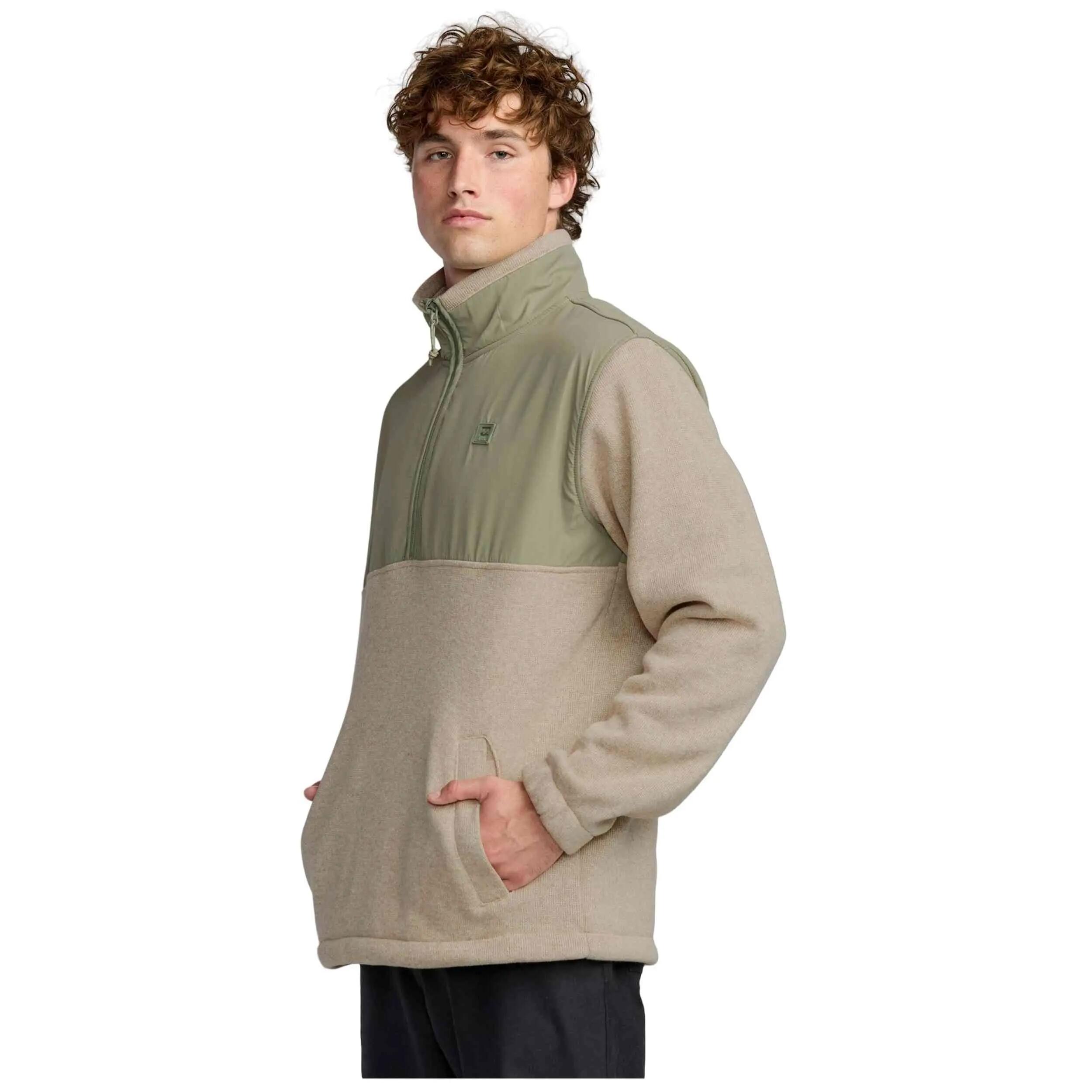 Fleece Billabong model Boundary Blocked Mockneck "Sand" voor mannen 4/5
