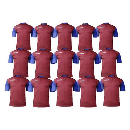 Lot de 15 maillots de football LISBONA coloris bordeaux-bleu ciel - taille S