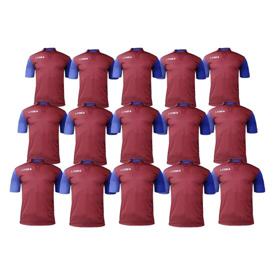 Lot de 15 maillots de football LISBONA coloris bordeaux-bleu ciel - taille S