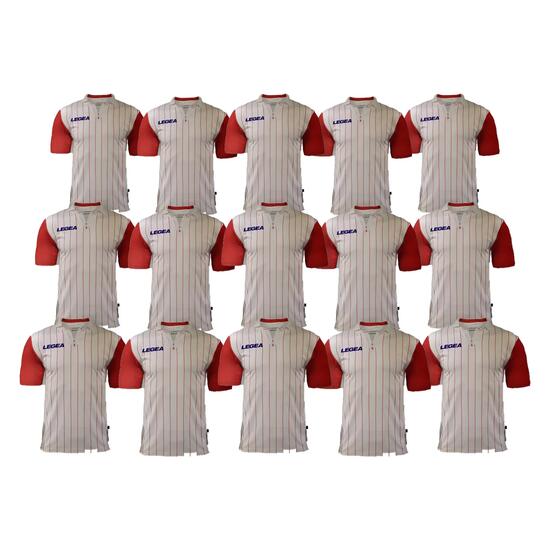 Lot de 15 maillots de football LISBONA coloris blanc-rouge - taille M