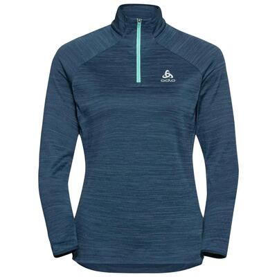Dames hardlooptrui halve rits run easy warm blauw gemêleerd