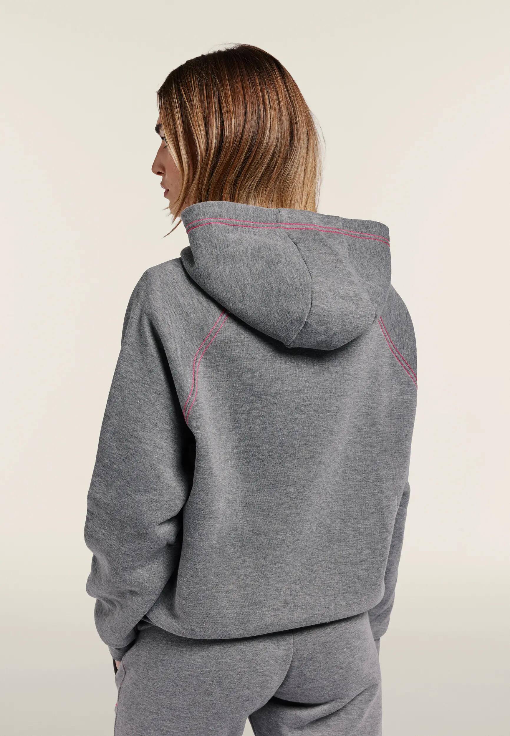 Felpa Comfort Mélange da Donna con Cappuccio e Ricamo Fluo 3/6