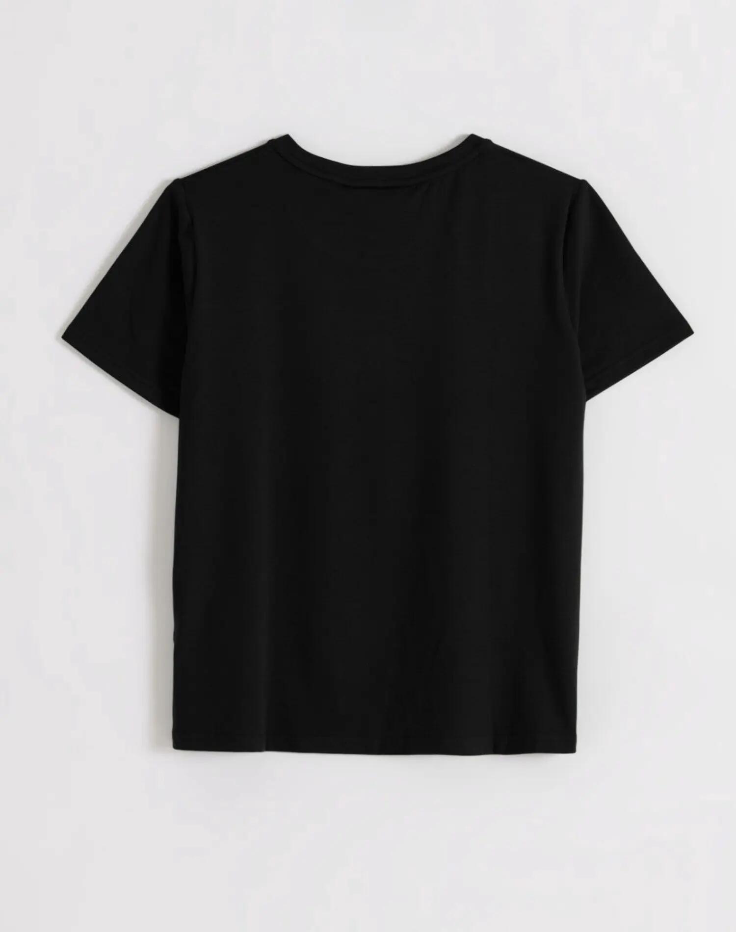Damski T-shirt krótki rękaw, okrągły dekolt, szybkoschnący miękki bazowy czarny 4/4
