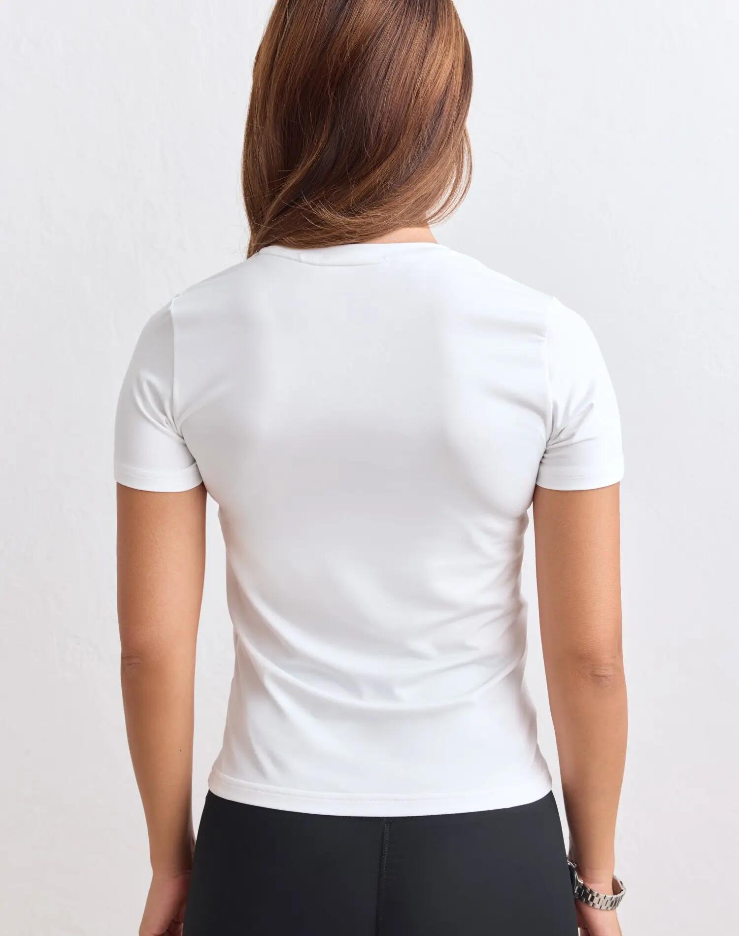Damski T-shirt krótki rękaw, okrągły dekolt, szybkoschnący miękki bazowy biały 2/6