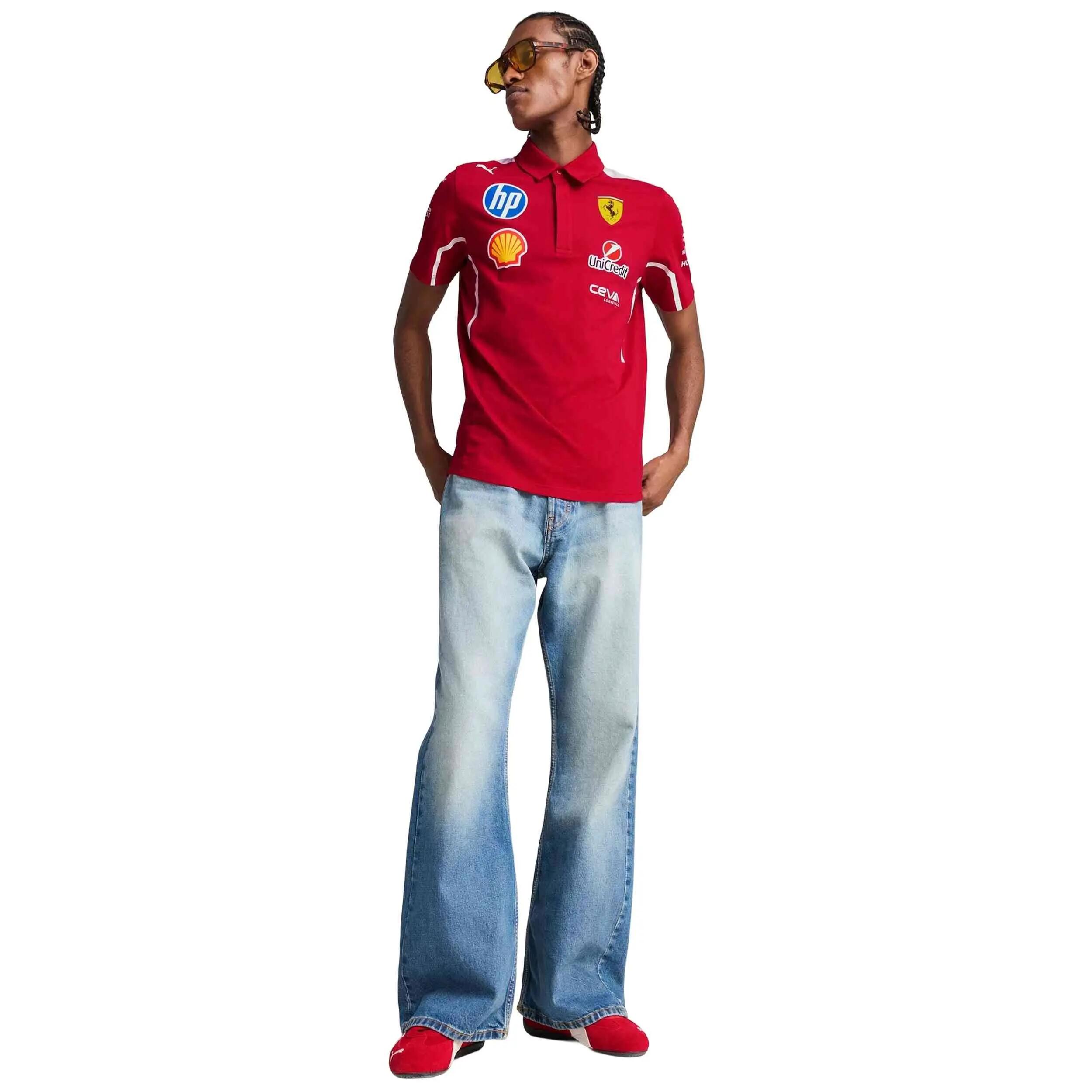 Kurzarm-polo Puma Modell Scuderia Ferrari 2025 Team "Dark Cherry" für männer 5/5