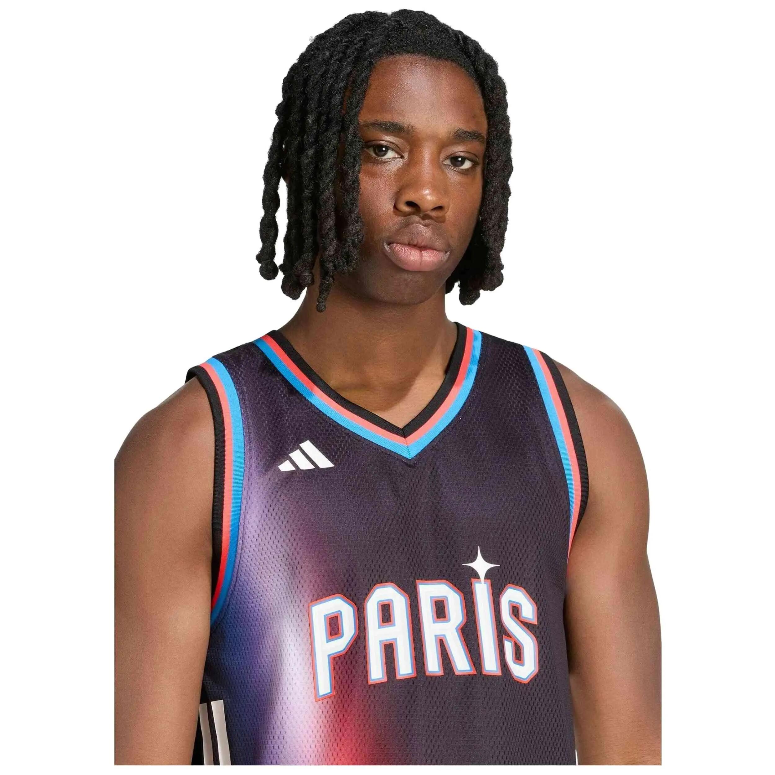 Basketbalshirt Adidas model Paris Basketball Home voor unisex 5/5