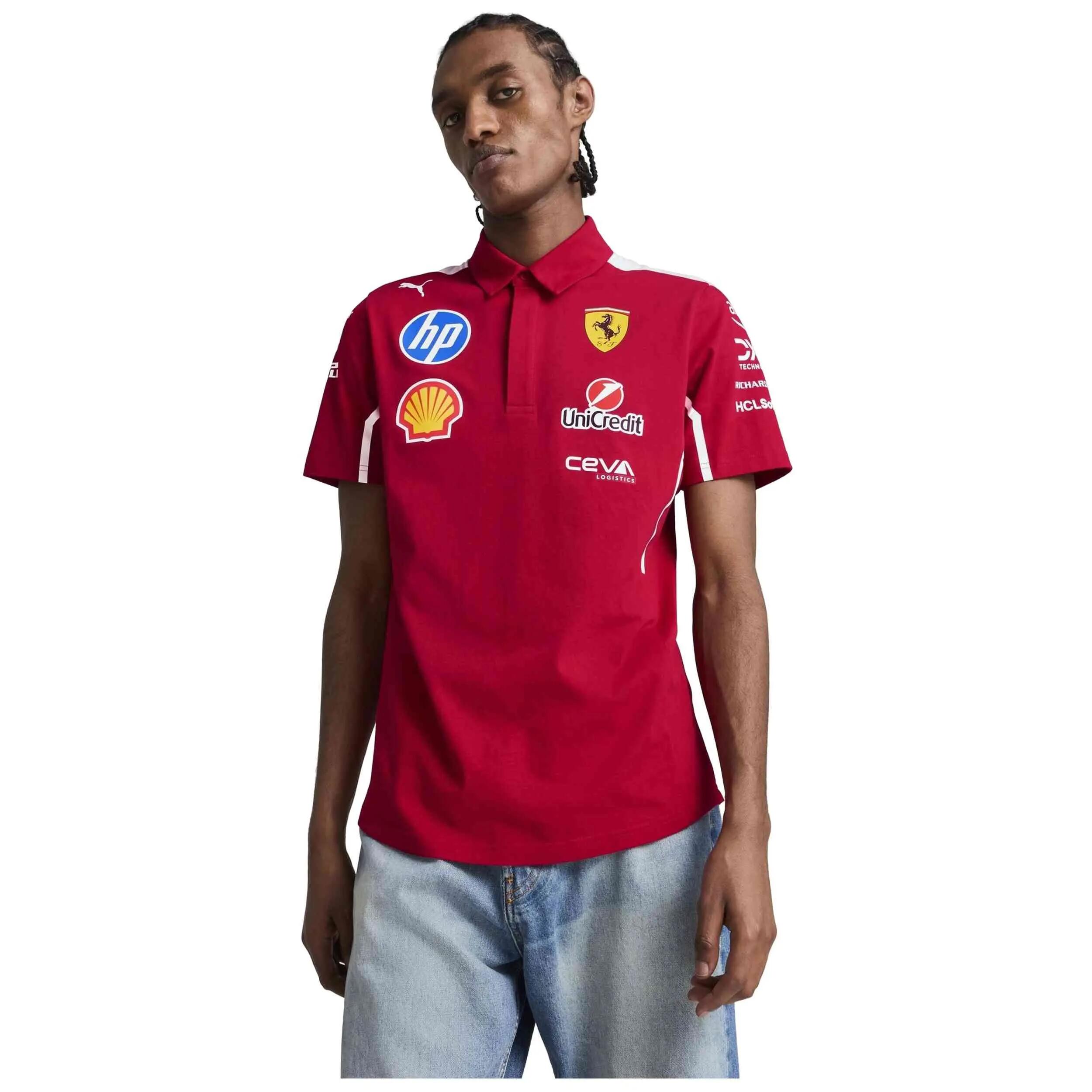 Kurzarm-polo Puma Modell Scuderia Ferrari 2025 Team "Dark Cherry" für männer 3/5
