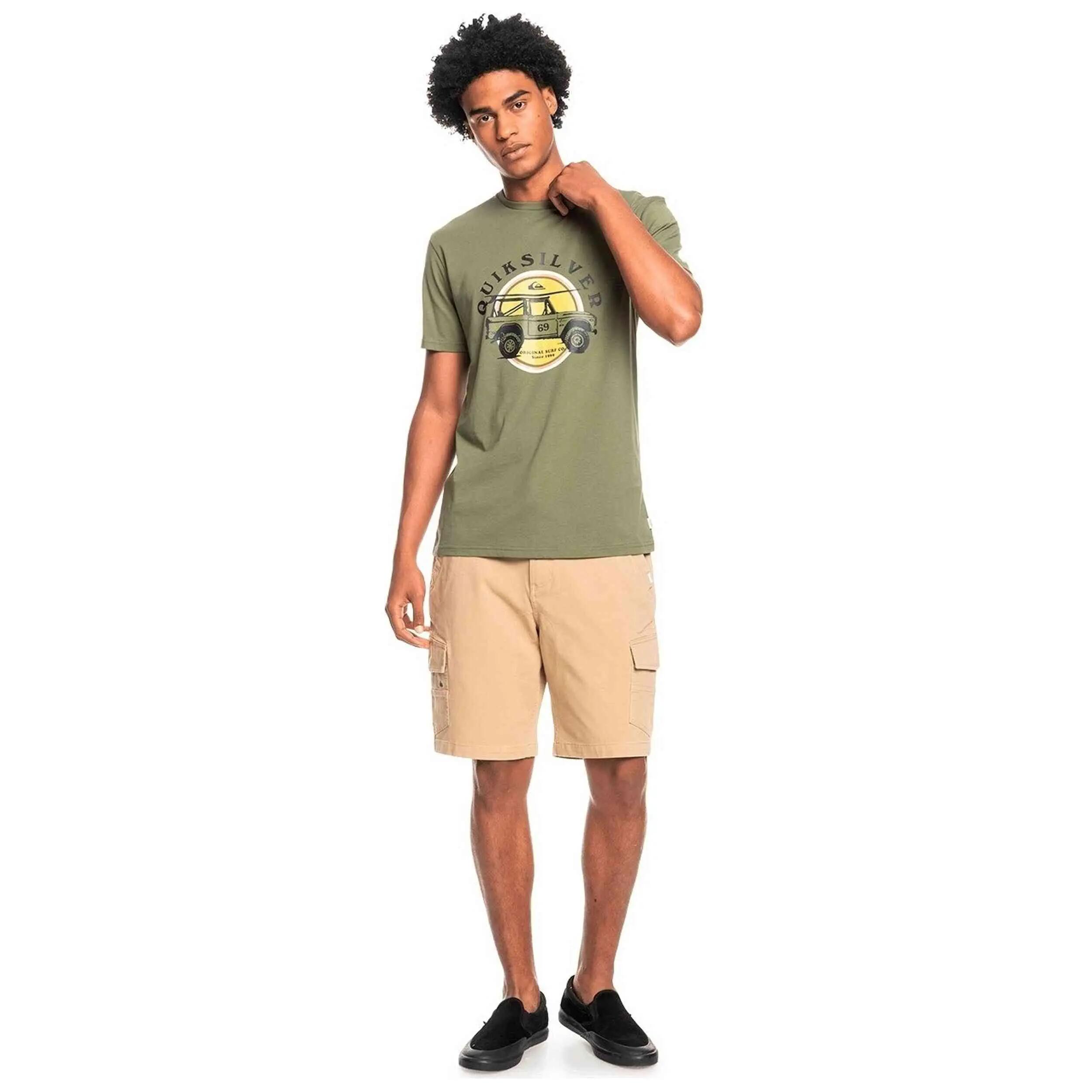 Maglia a maniche corte Quiksilver modello Coastal Grooves "Olive" per uomini 4/4