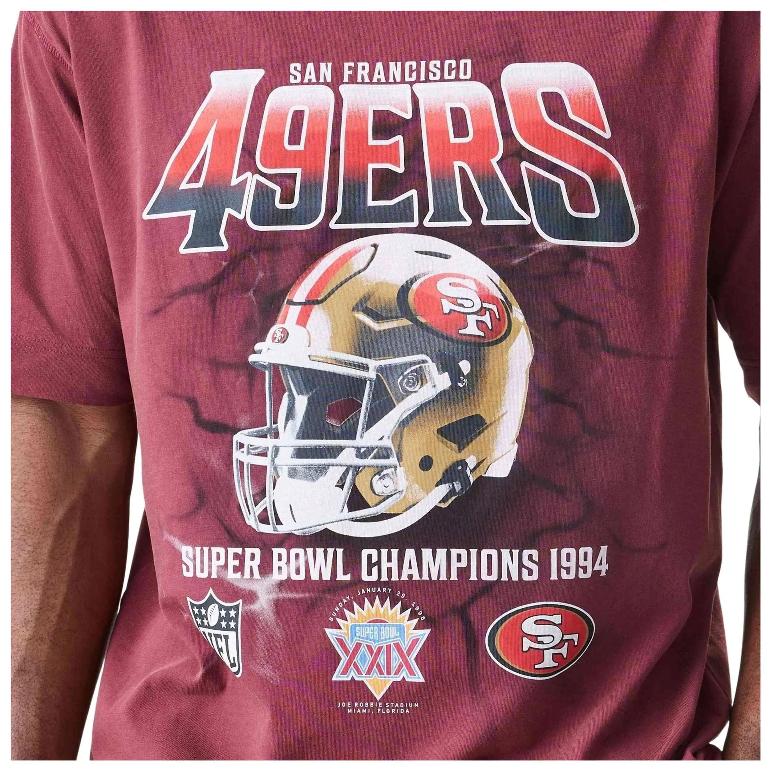 T-shirt New Era modelo San Francisco 49ers NFL Washed Boxy para homem 3/4