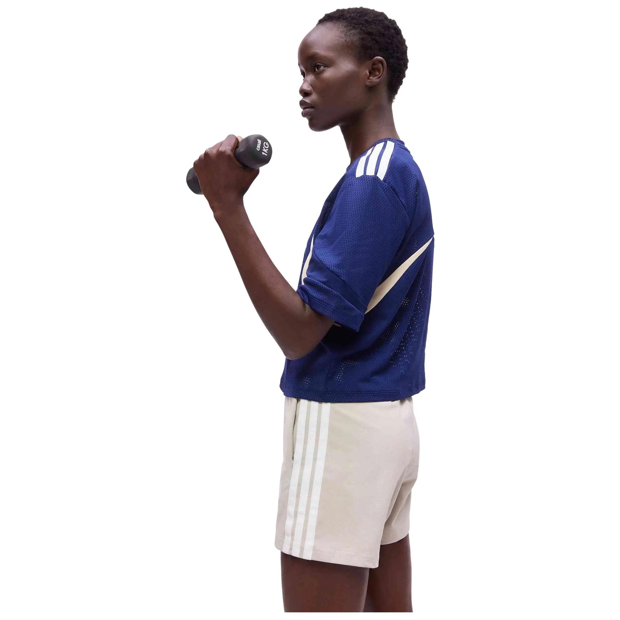 T-shirt Adidas modèle Hyperglam 3-Stripes Color Block "Dark Blue" pour femmes 4/4