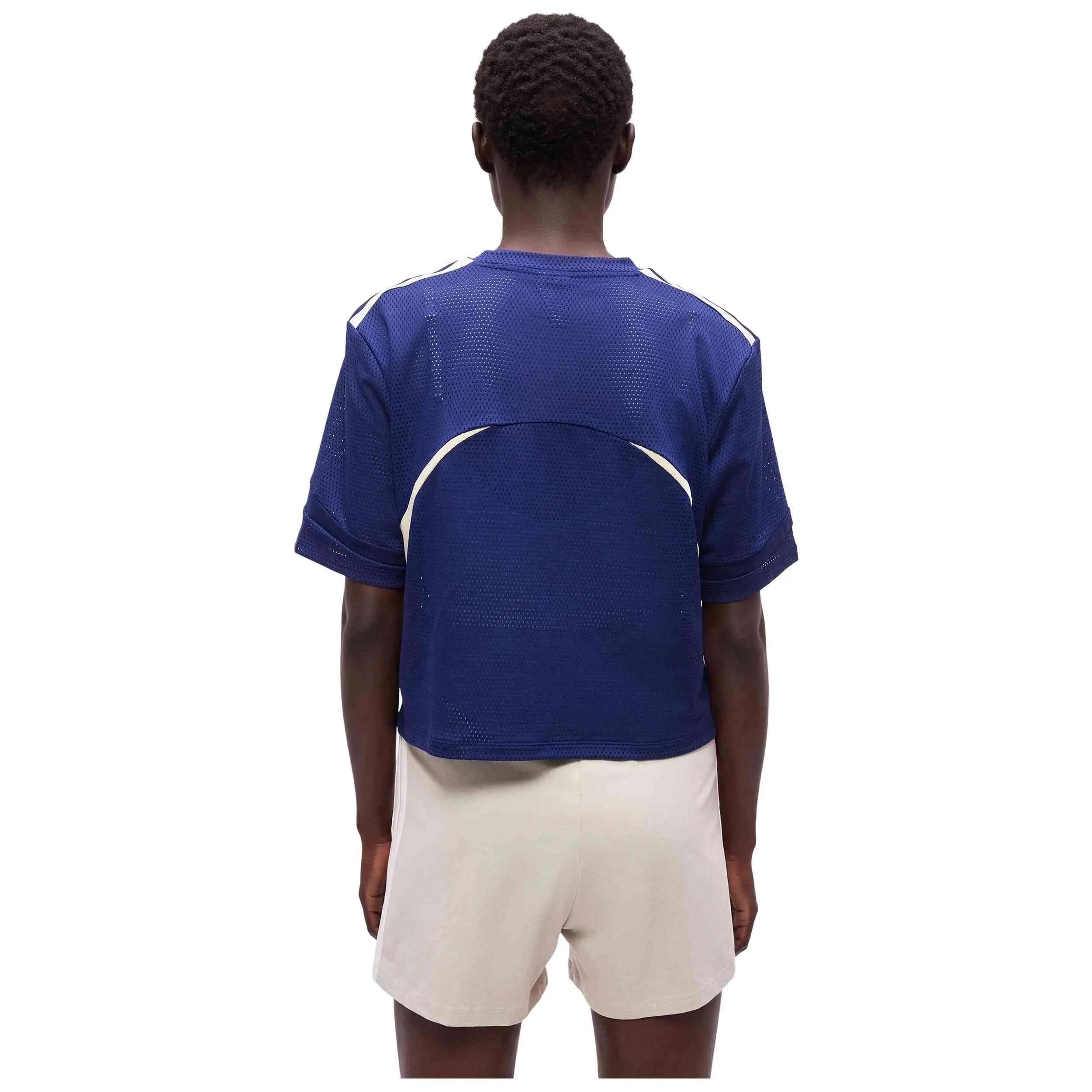 T-shirt Adidas modèle Hyperglam 3-Stripes Color Block "Dark Blue" pour femmes 3/4