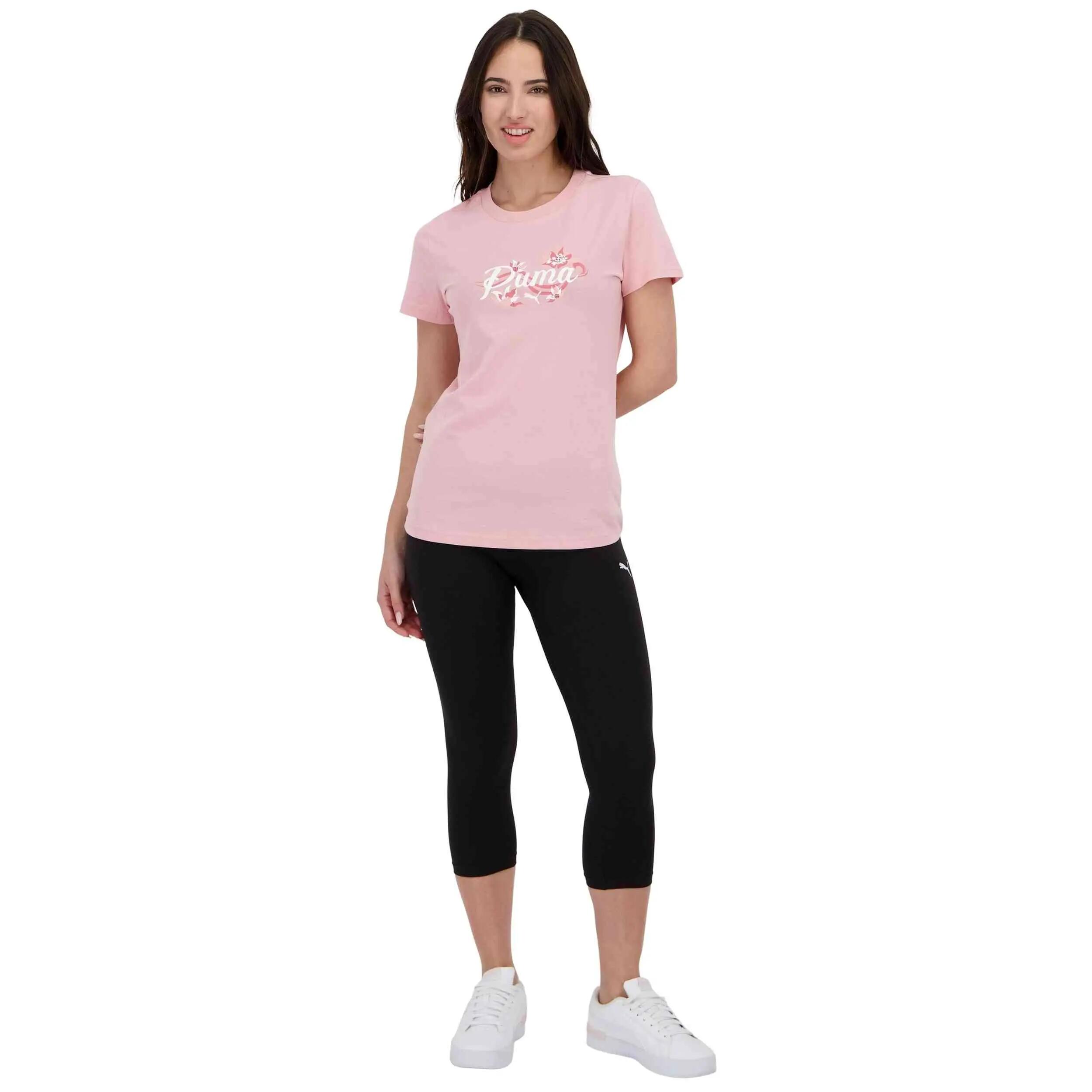 T-shirt Puma modelo Floral Graphic Cat "Rosy Outlook" para mulheres 3/4